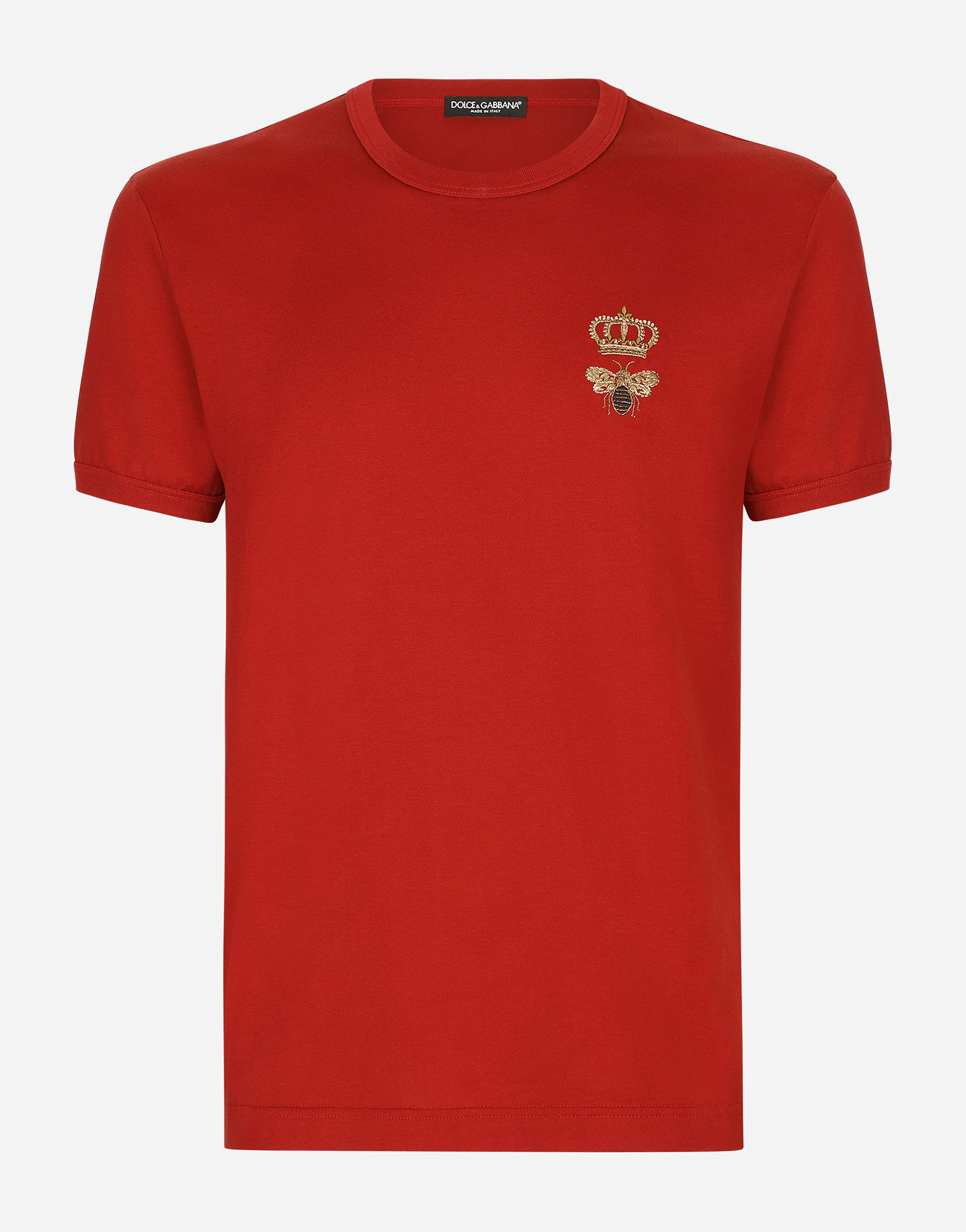 Cotton T-shirt with French wire embellishment in Red