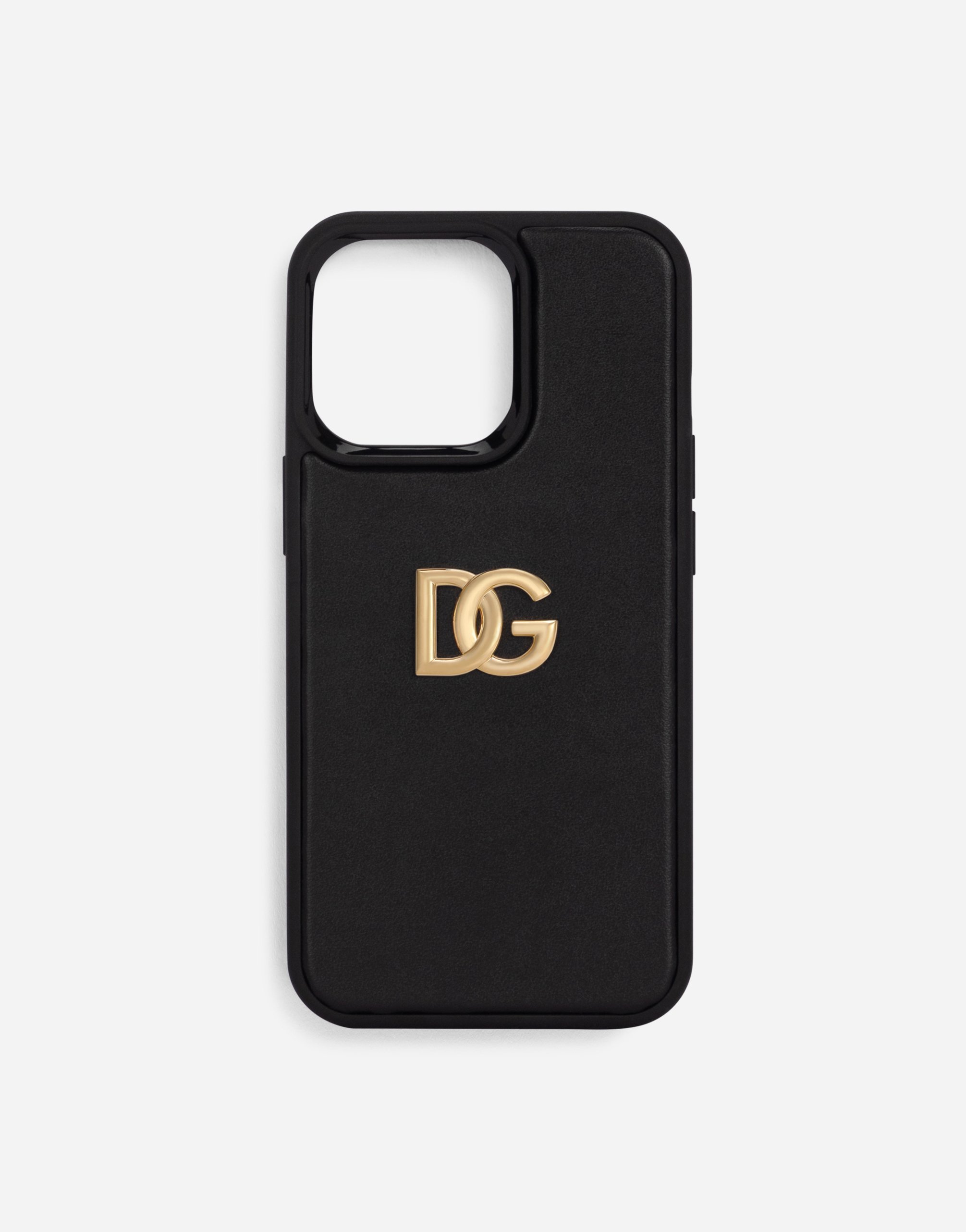 Calfskin iPhone 13 Pro cover with DG logo in Black