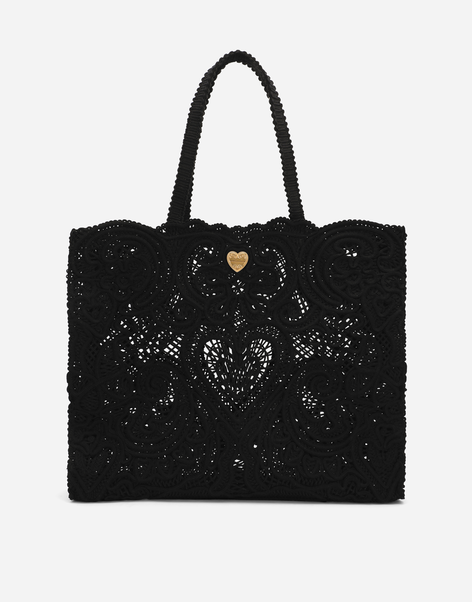 Large cordonetto lace bag in Black