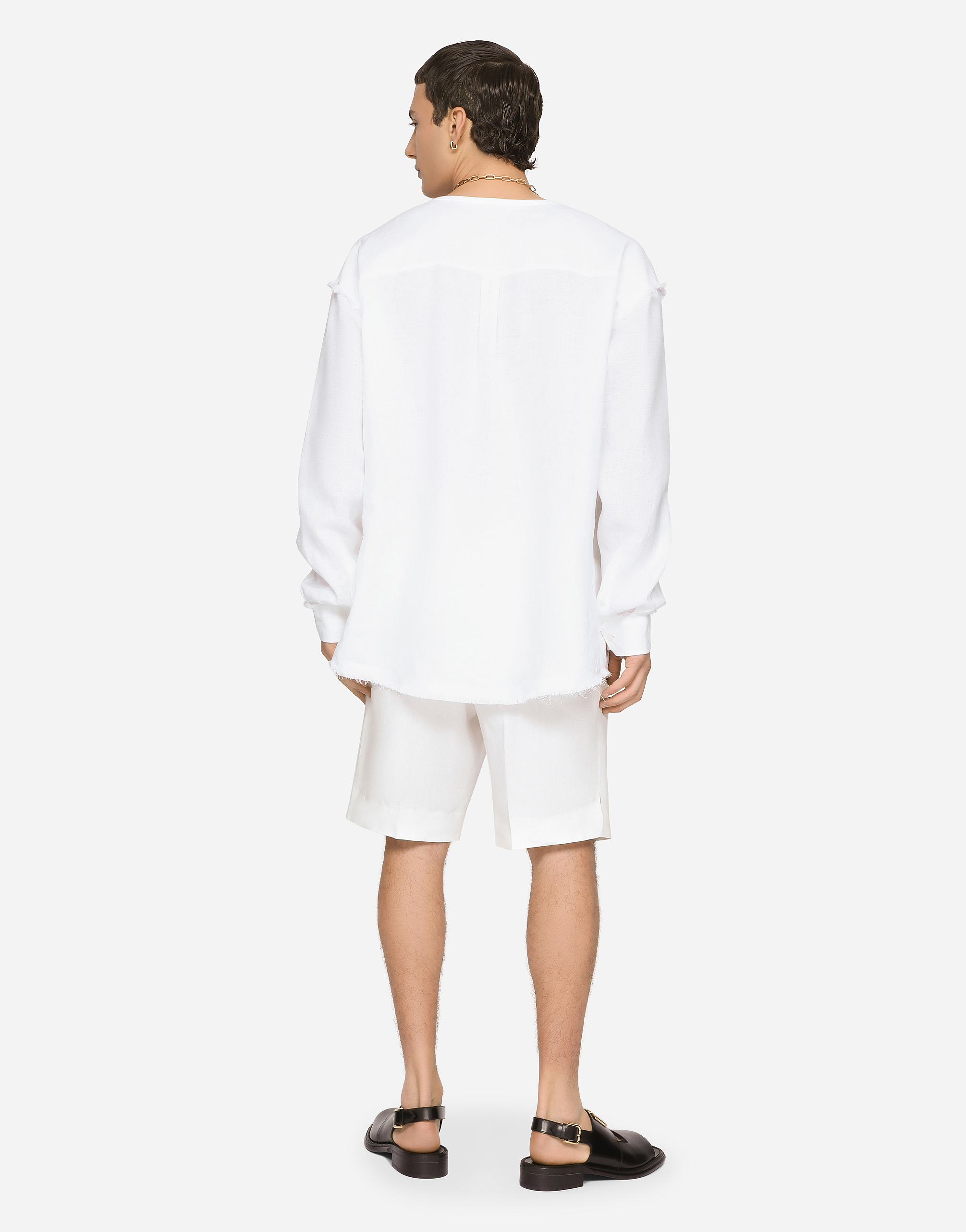 Oversize linen shirt with DG embroidery in White