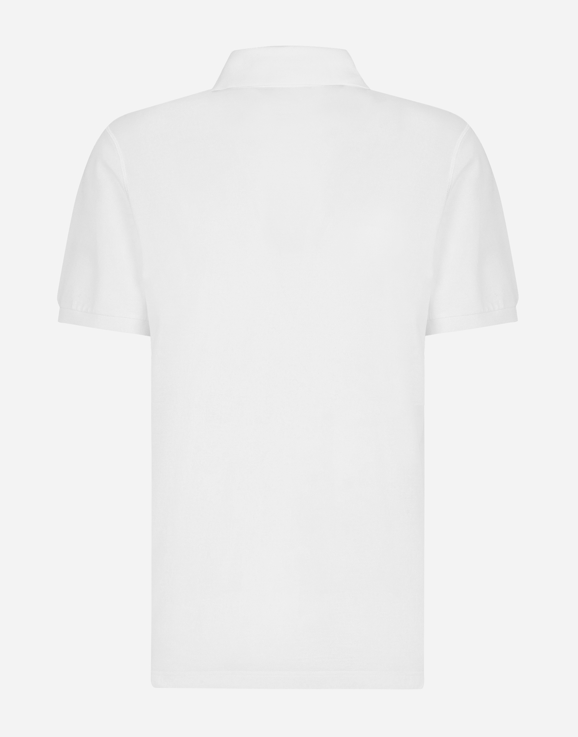 Cotton piqué polo-shirt with branded plate in White
