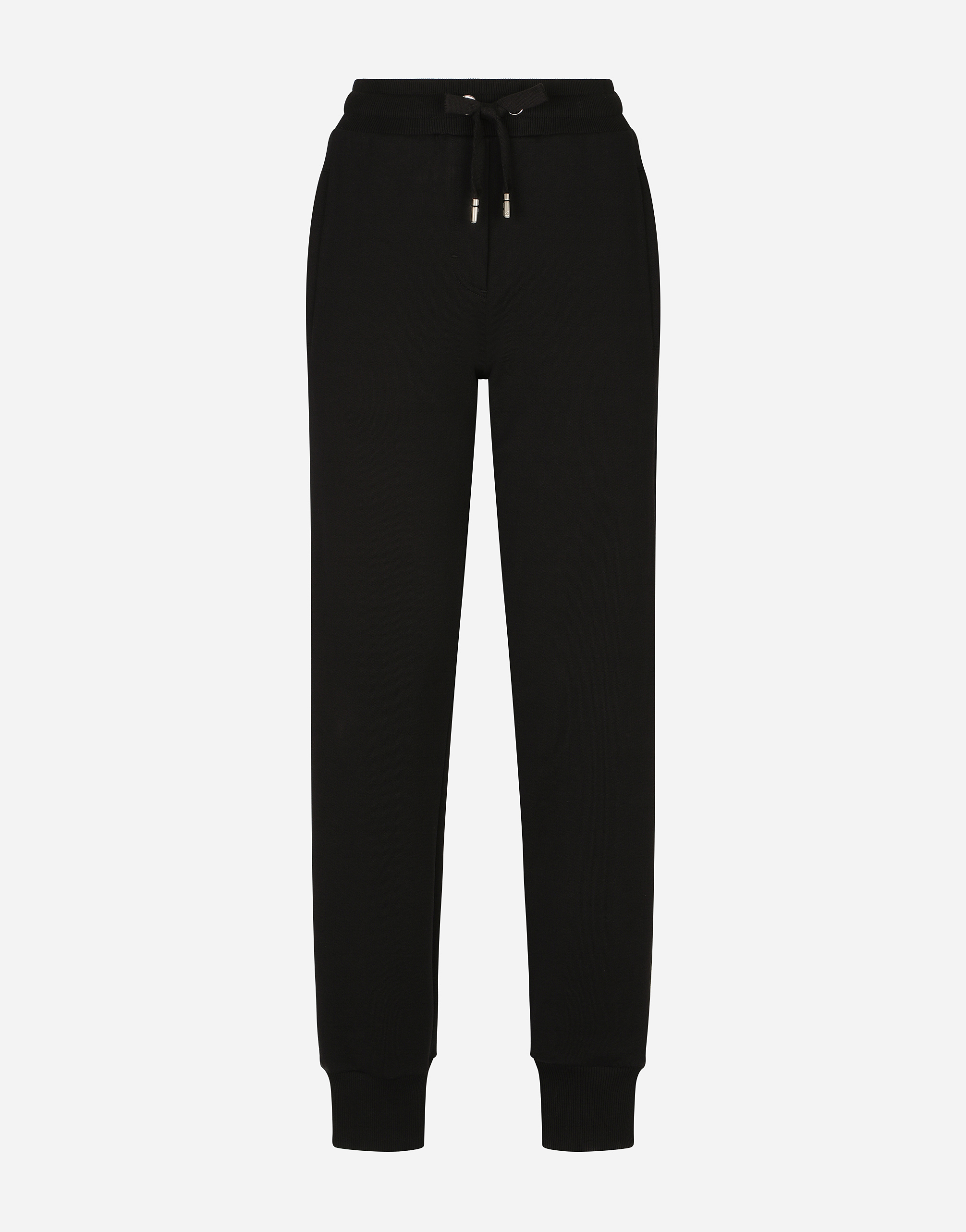 Jersey jogging pants with embossed logo in Black