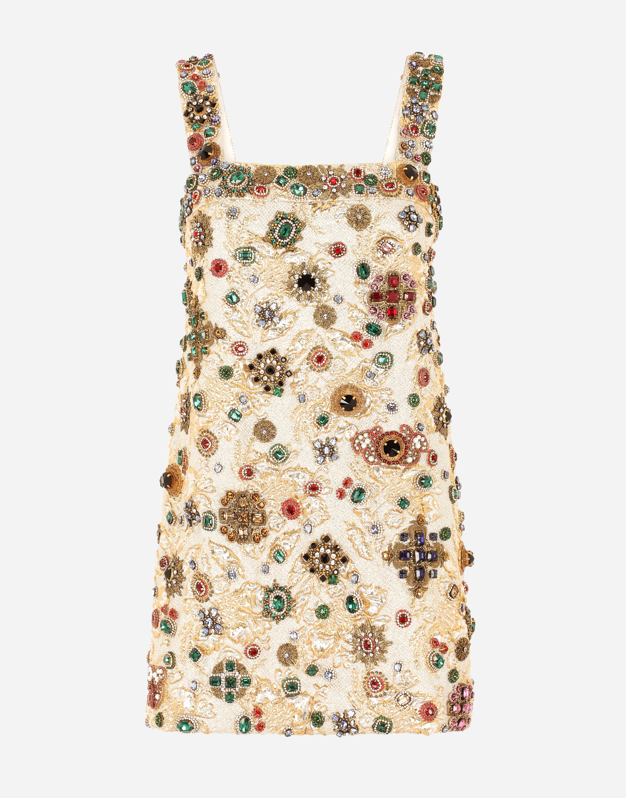 Short floral lurex cloque dress with embellishment in Multicolor