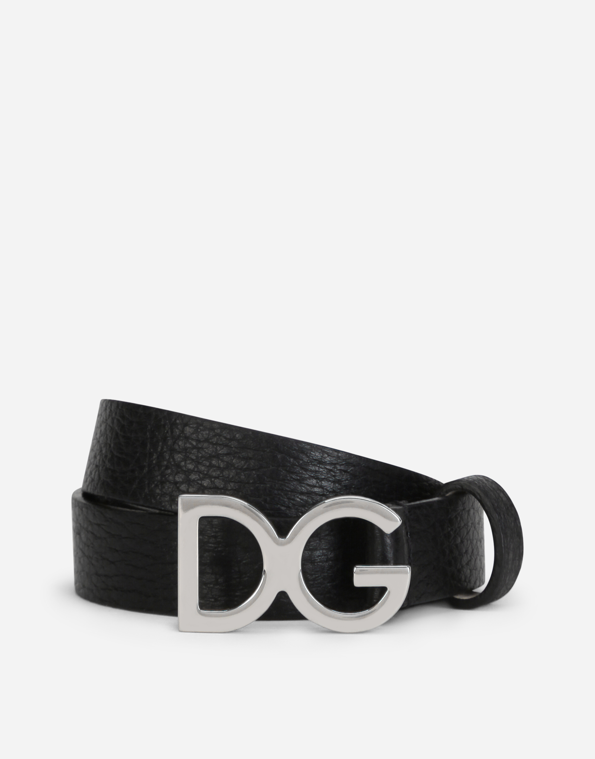 Deerskin belt with DG buckle in Black
