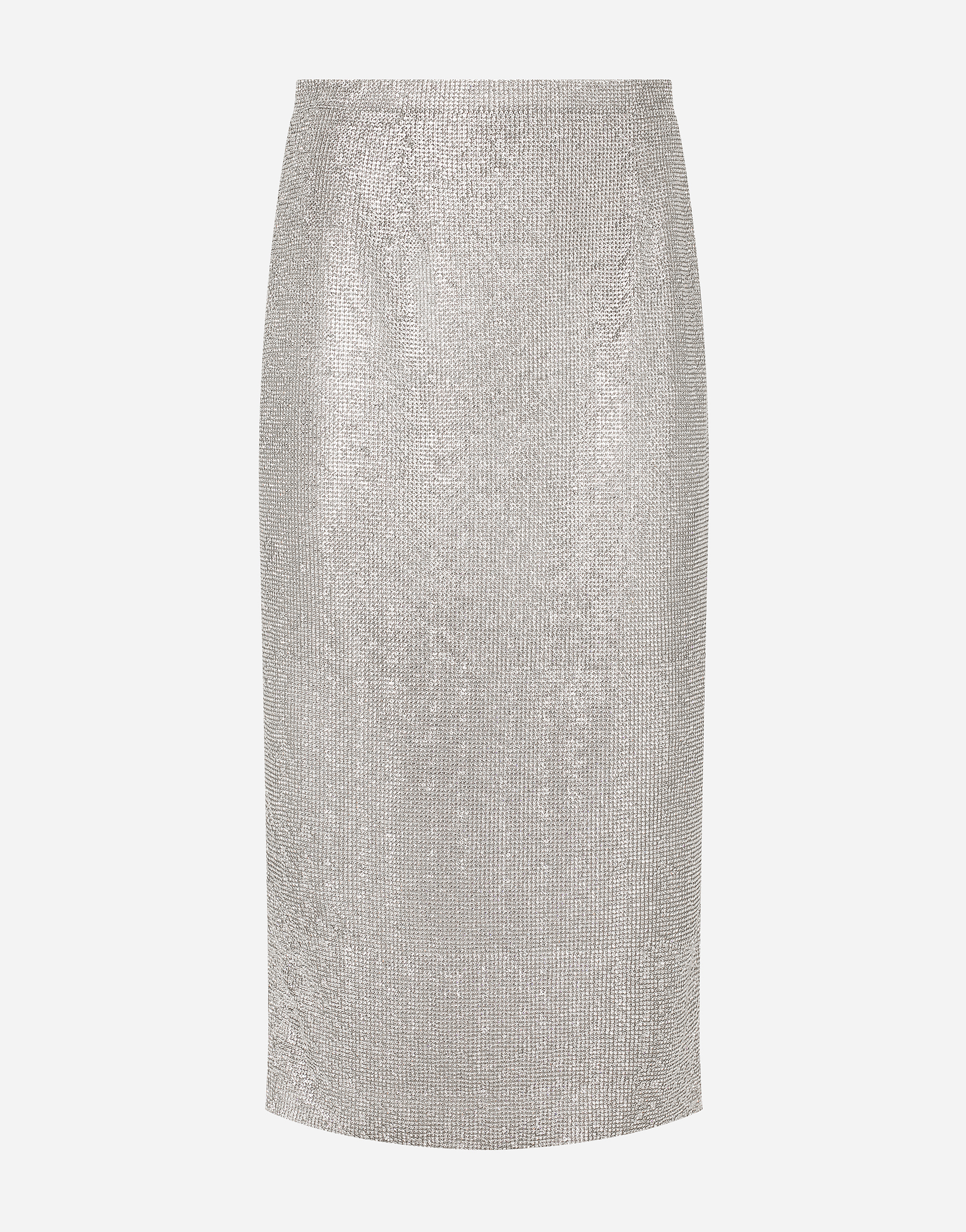 KIM DOLCE&GABBANA Calf-length crystal mesh pencil skirt in Multicolor
