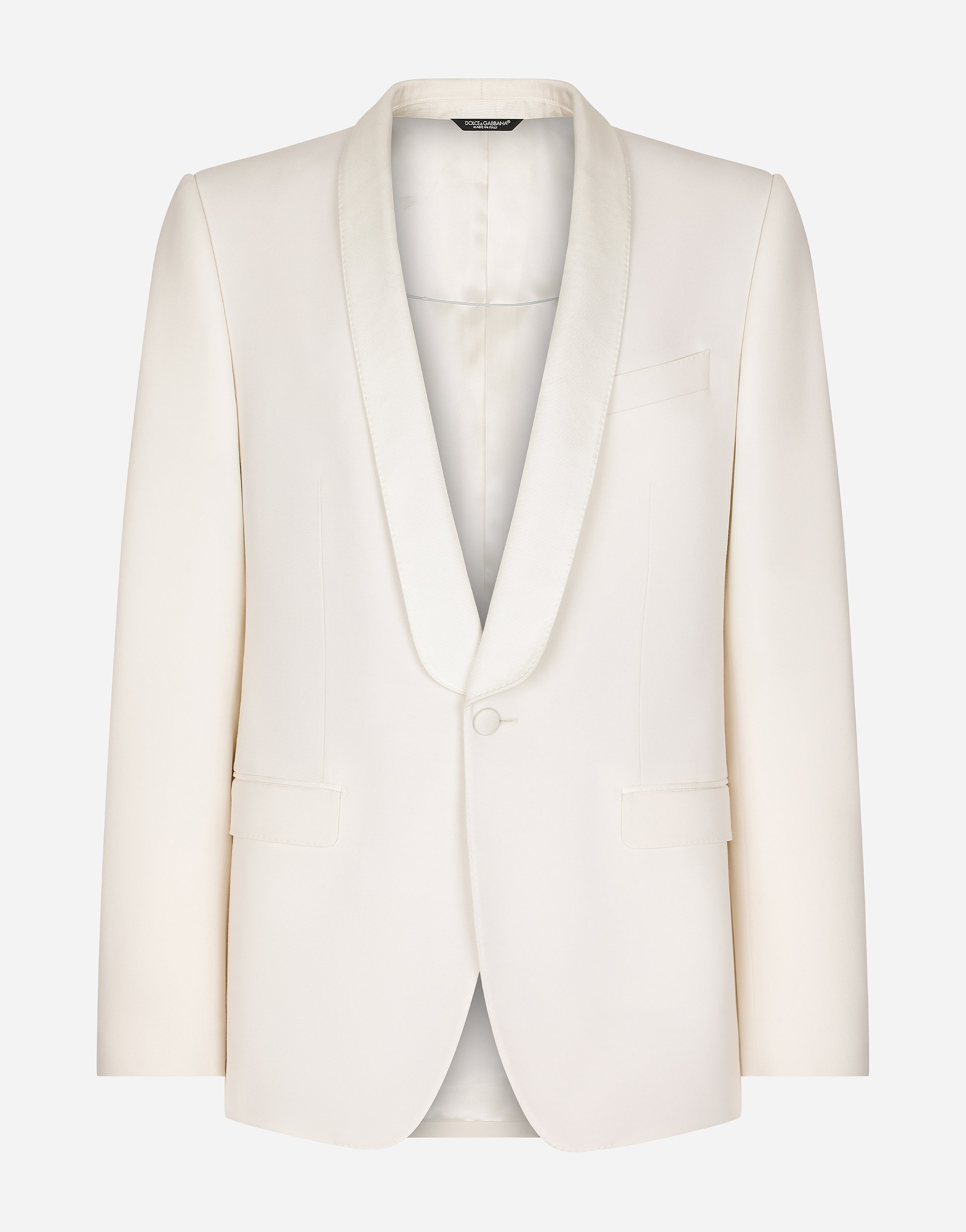 Single-breasted stretch wool Sicilia-fit tuxedo jacket in White