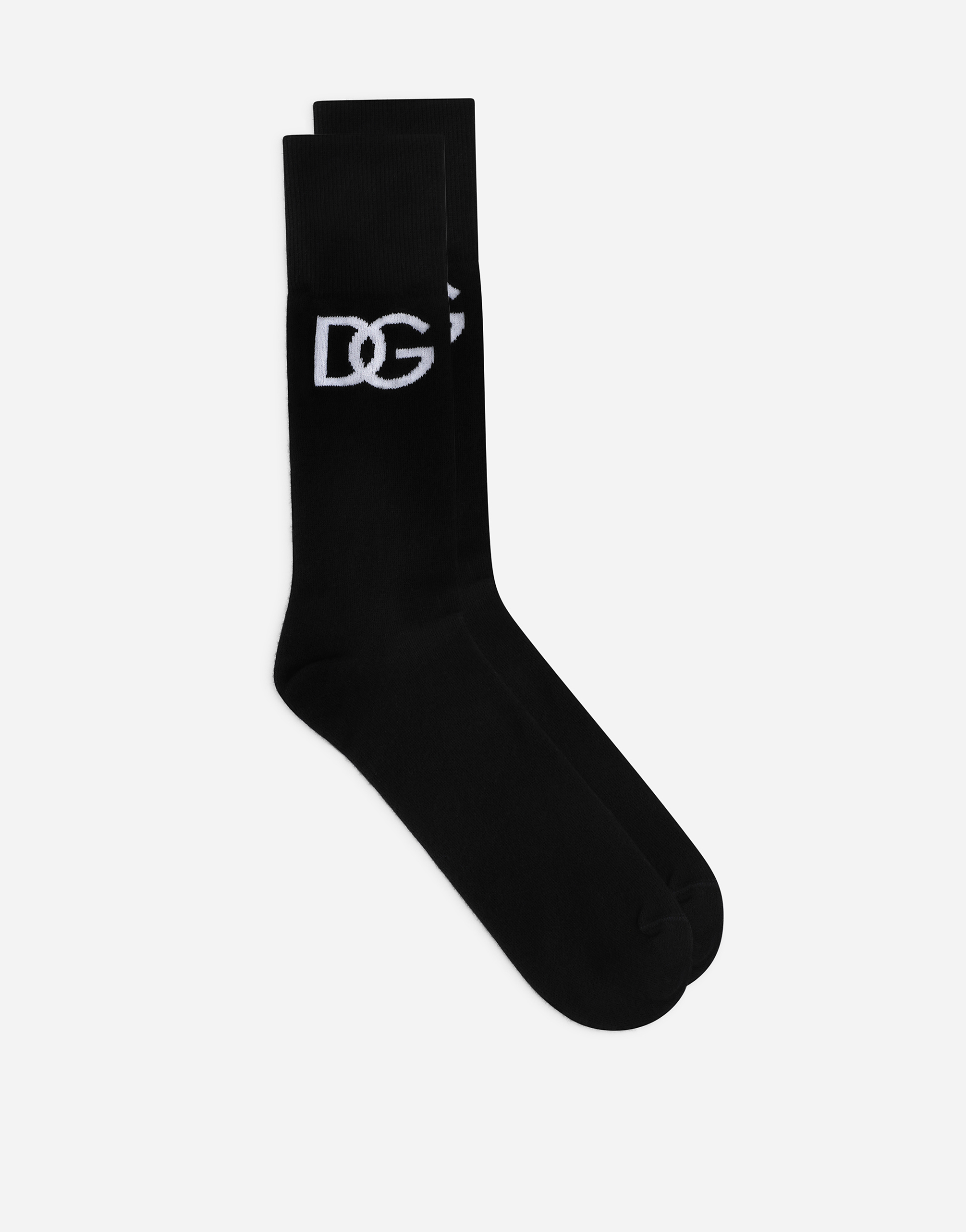 Stretch cotton socks with jacquard DG logo in Black