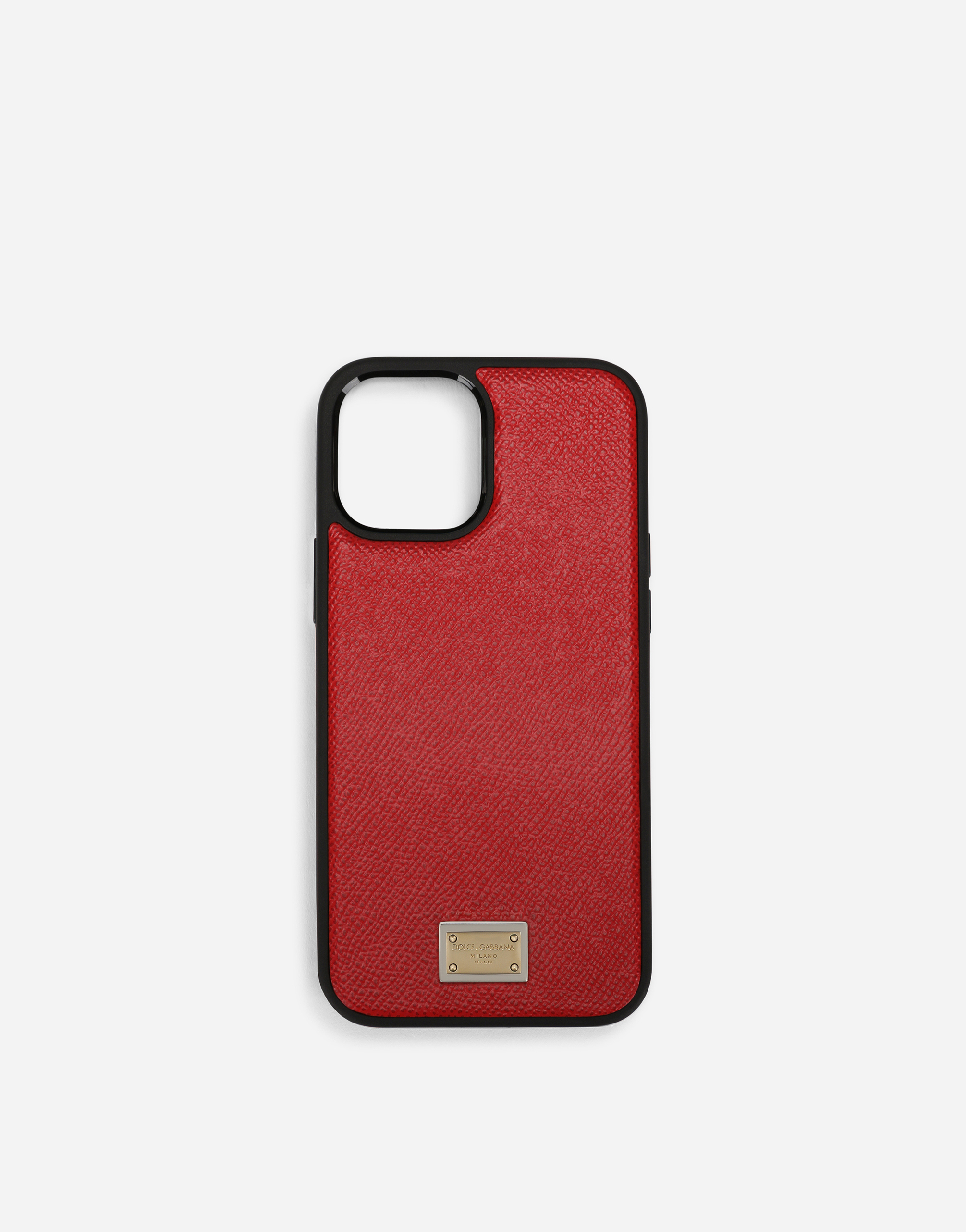 Dauphine calfskin iPhone 12 Pro cover with plate in Red