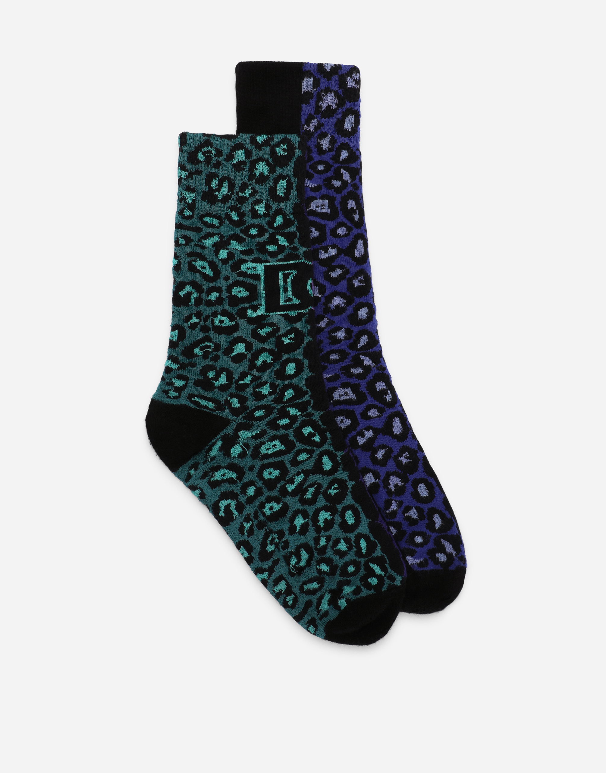 Stretch cotton jacquard socks with tiger design and DG logo in Multicolor