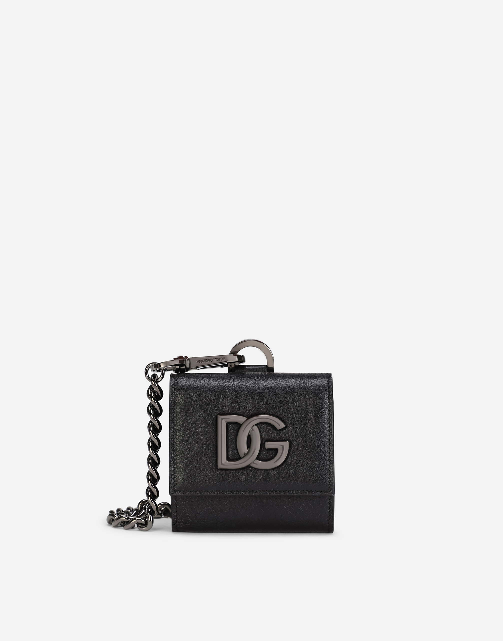 Matte nappa leather card holder with strap and crossover DG logo in Multicolor