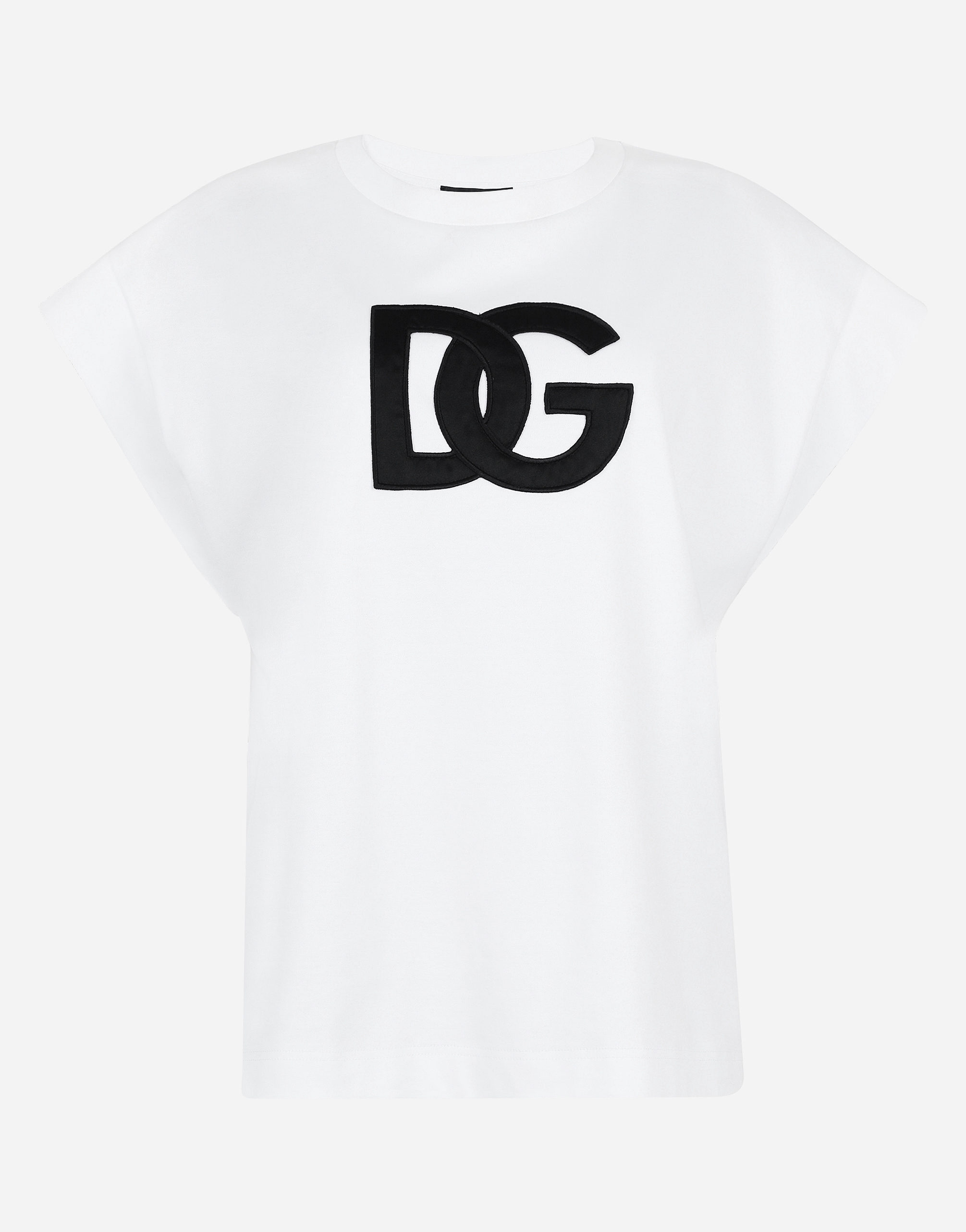 Interlock T-shirt with satin DG patch in White