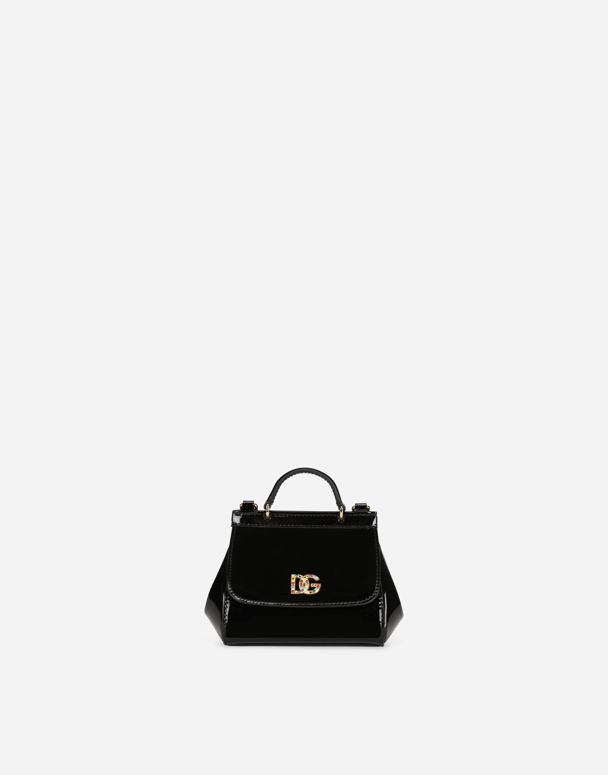 Patent leather Sicily mini bag with crystal-embellished DG logo in Black  for Girls 2-12 Years | Dolce&Gabbana®