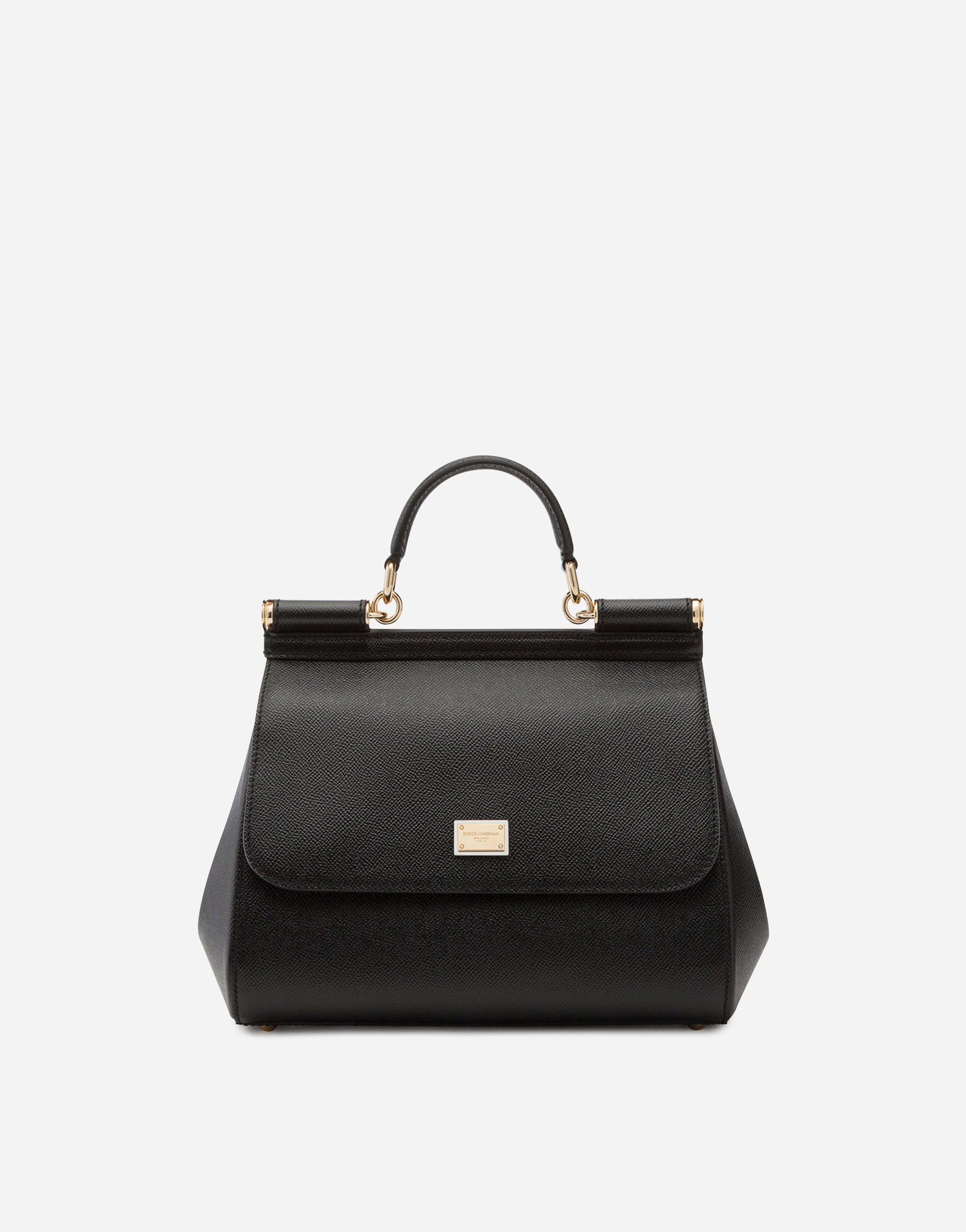 Medium Sicily handbag in dauphine leather  in Black