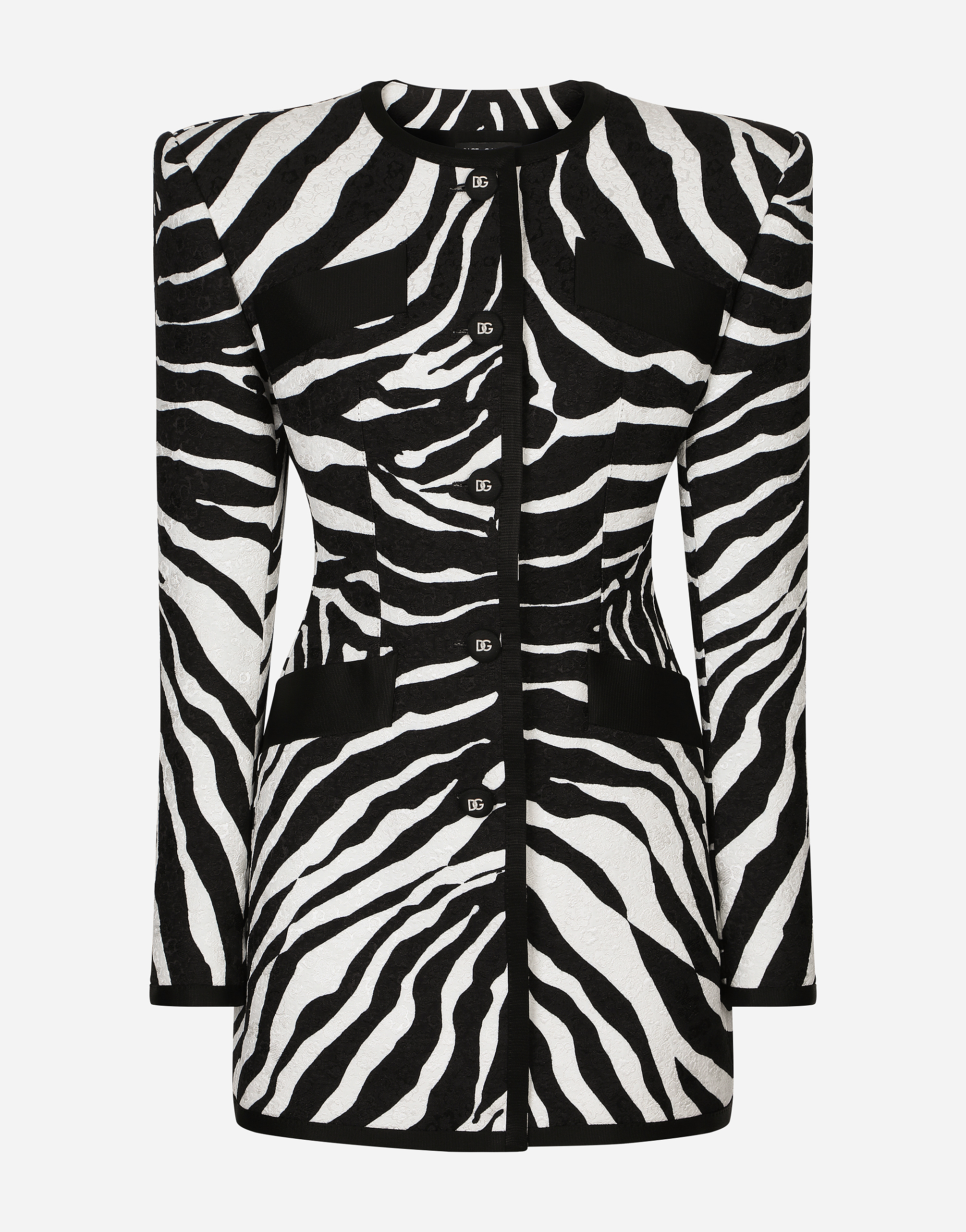 Zebra-print single-breasted brocade jacket in Animal Print