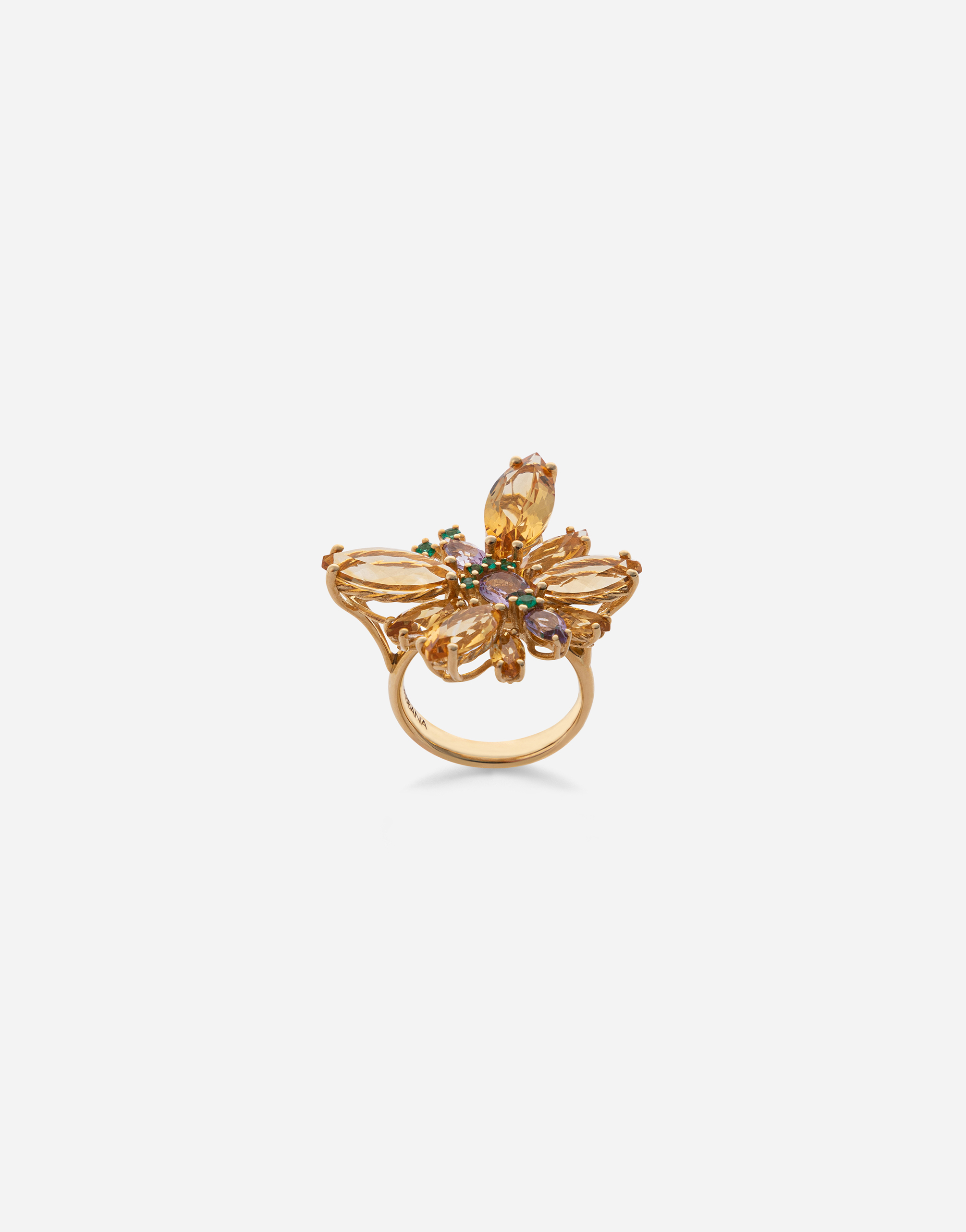 Spring ring in yellow 18kt gold with citrine butterfly in Gold