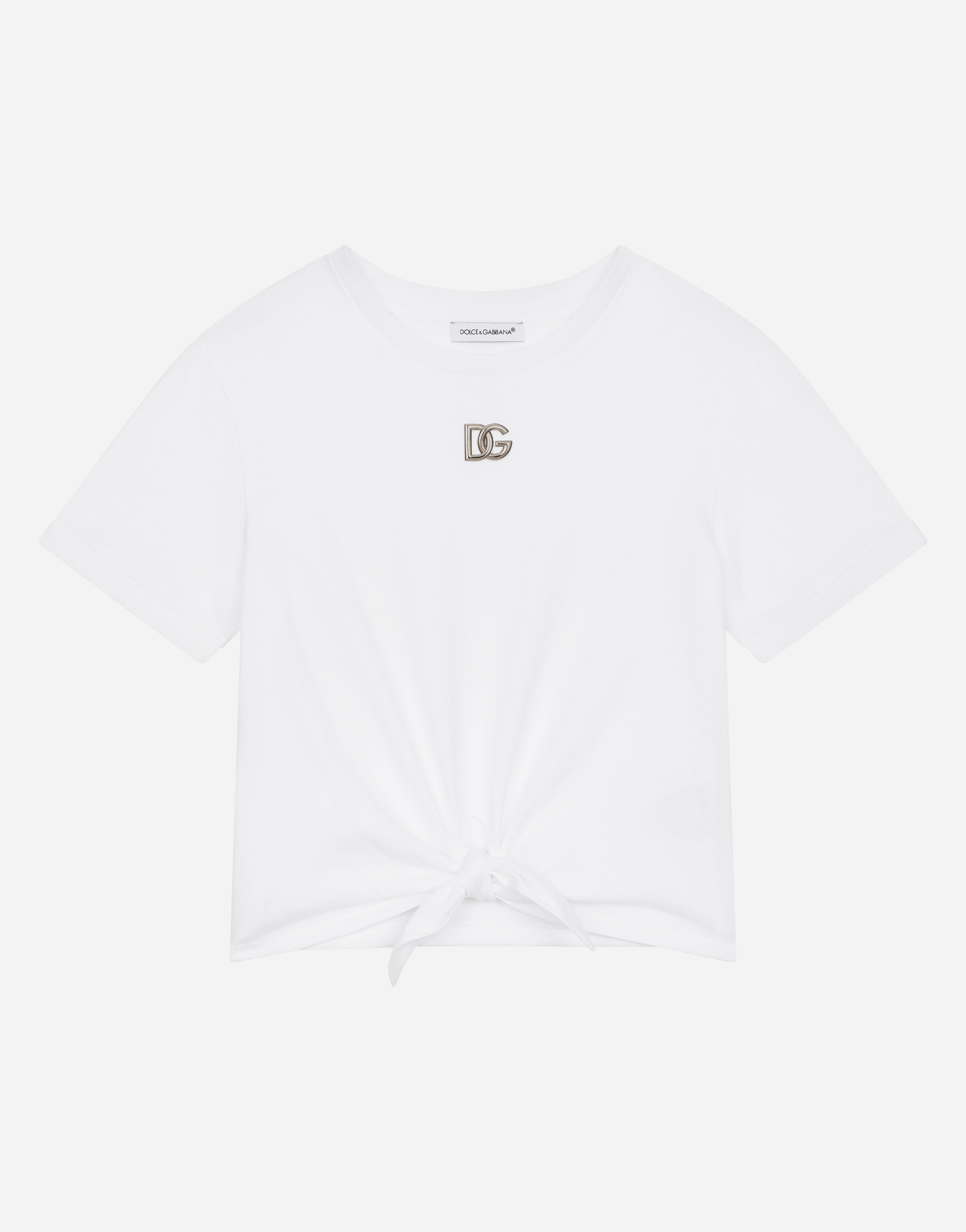 Jersey T-shirt with metal DG logo in White