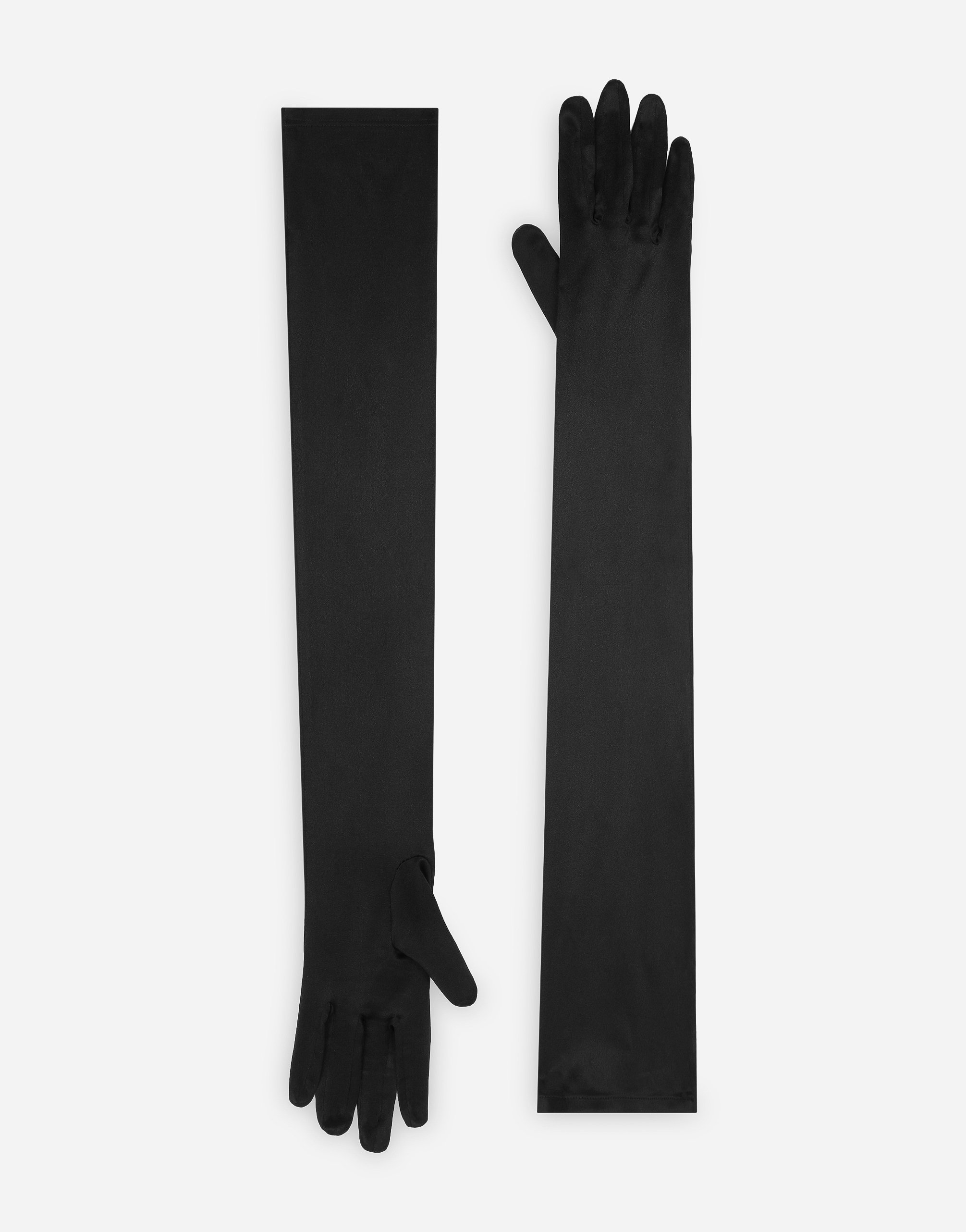 Dolce & Gabbana Long Stretch Satin Gloves In Black