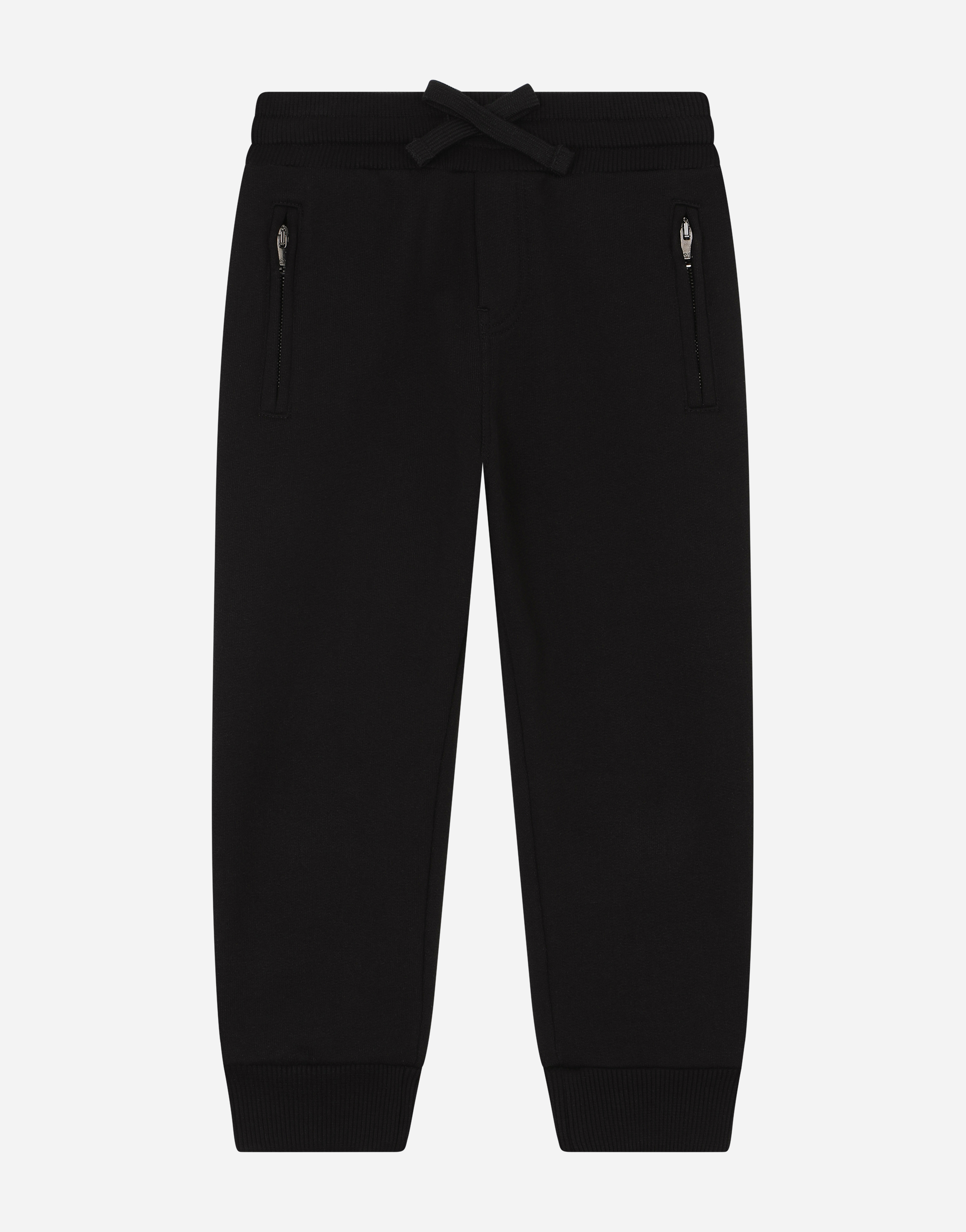 Jersey jogging pants with logo embroidery in Black