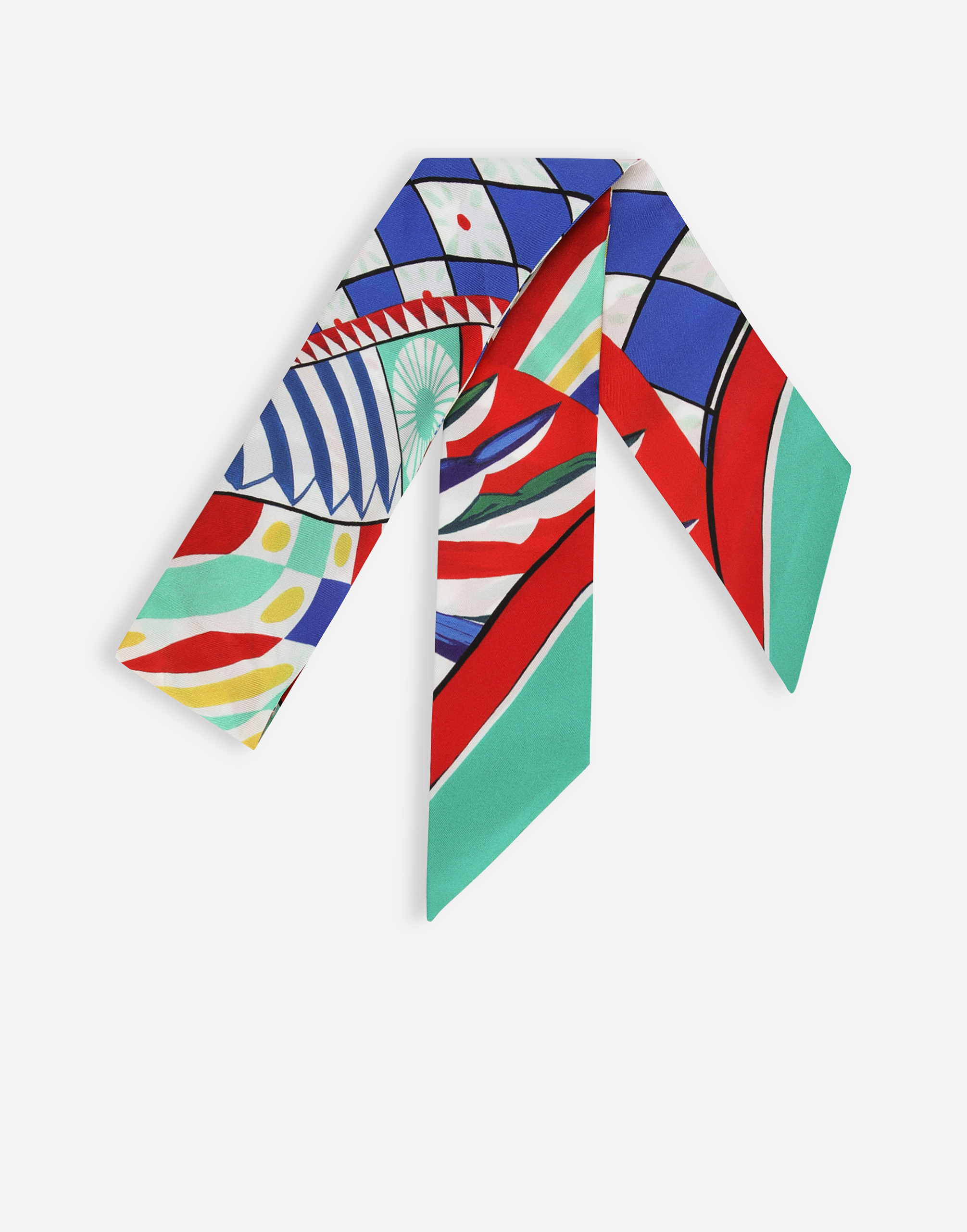 Carretto-print twill headscarf (6x100) in Multicolor