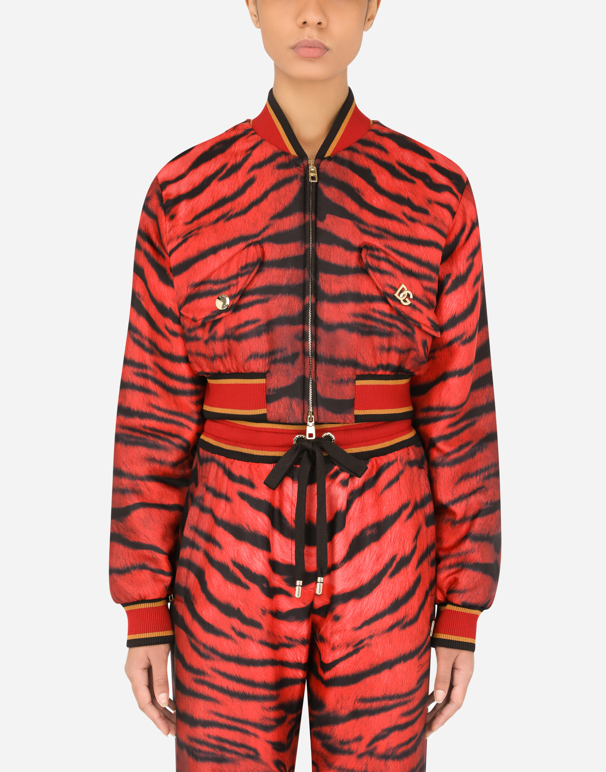 Twill jacket with tiger print in Multicolor