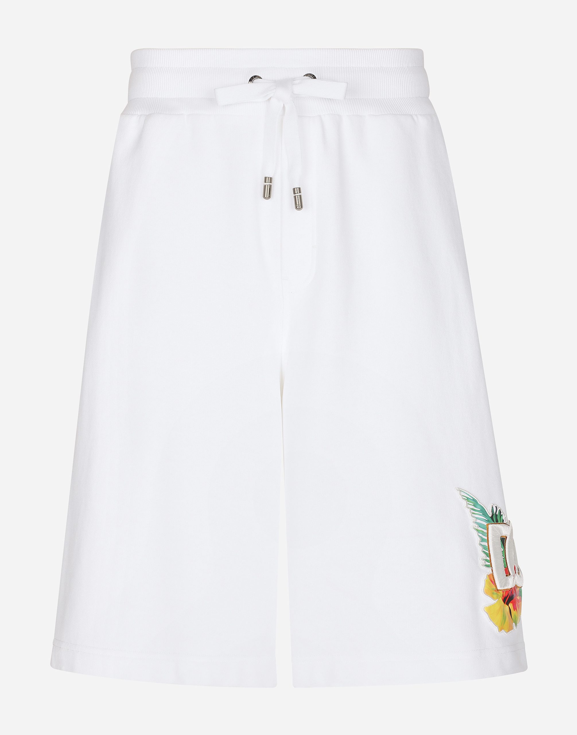 Jersey jogging shorts with Hawaiian DG embroidery in White