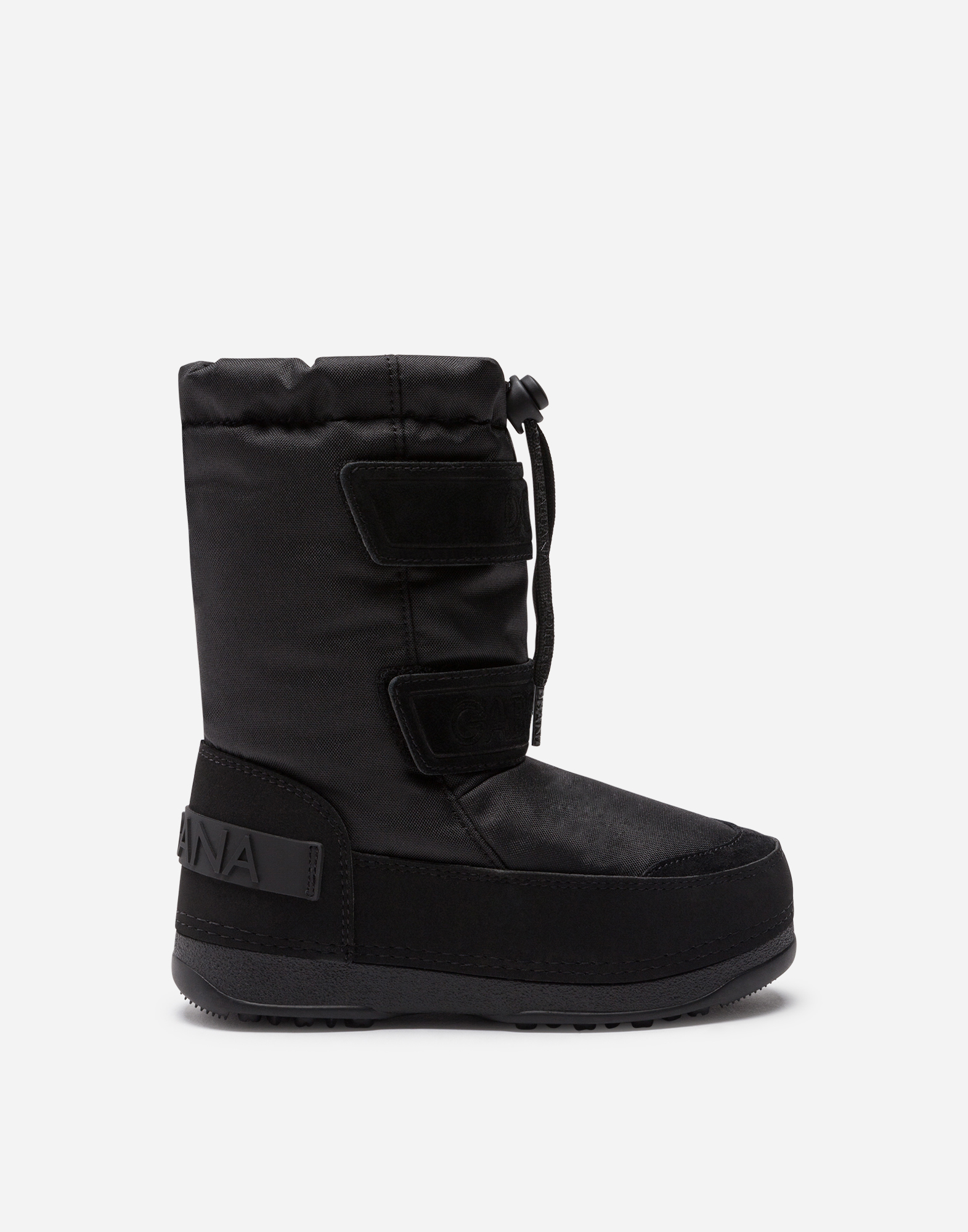 Nylon and split-grain leather snow boots with logo in Black