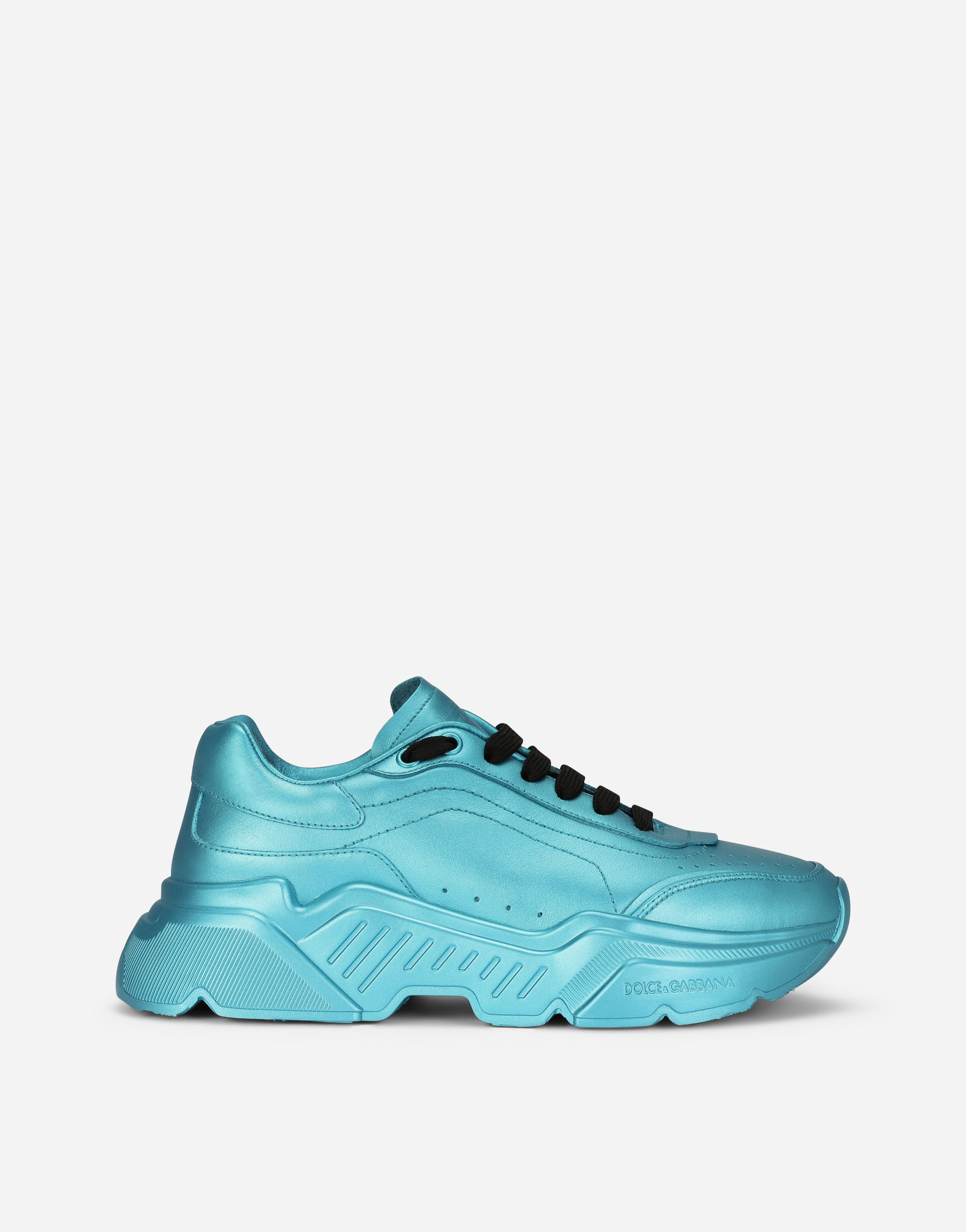 Foiled-effect calfskin nappa Daymaster sneakers in Turquoise
