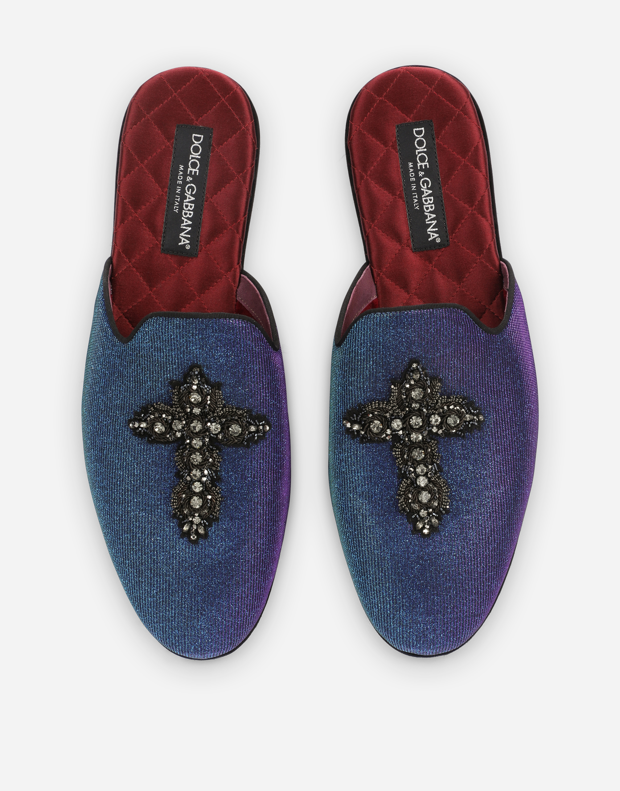 Slippers with cross patch in Multicolor for Men | Dolce&Gabbana®
