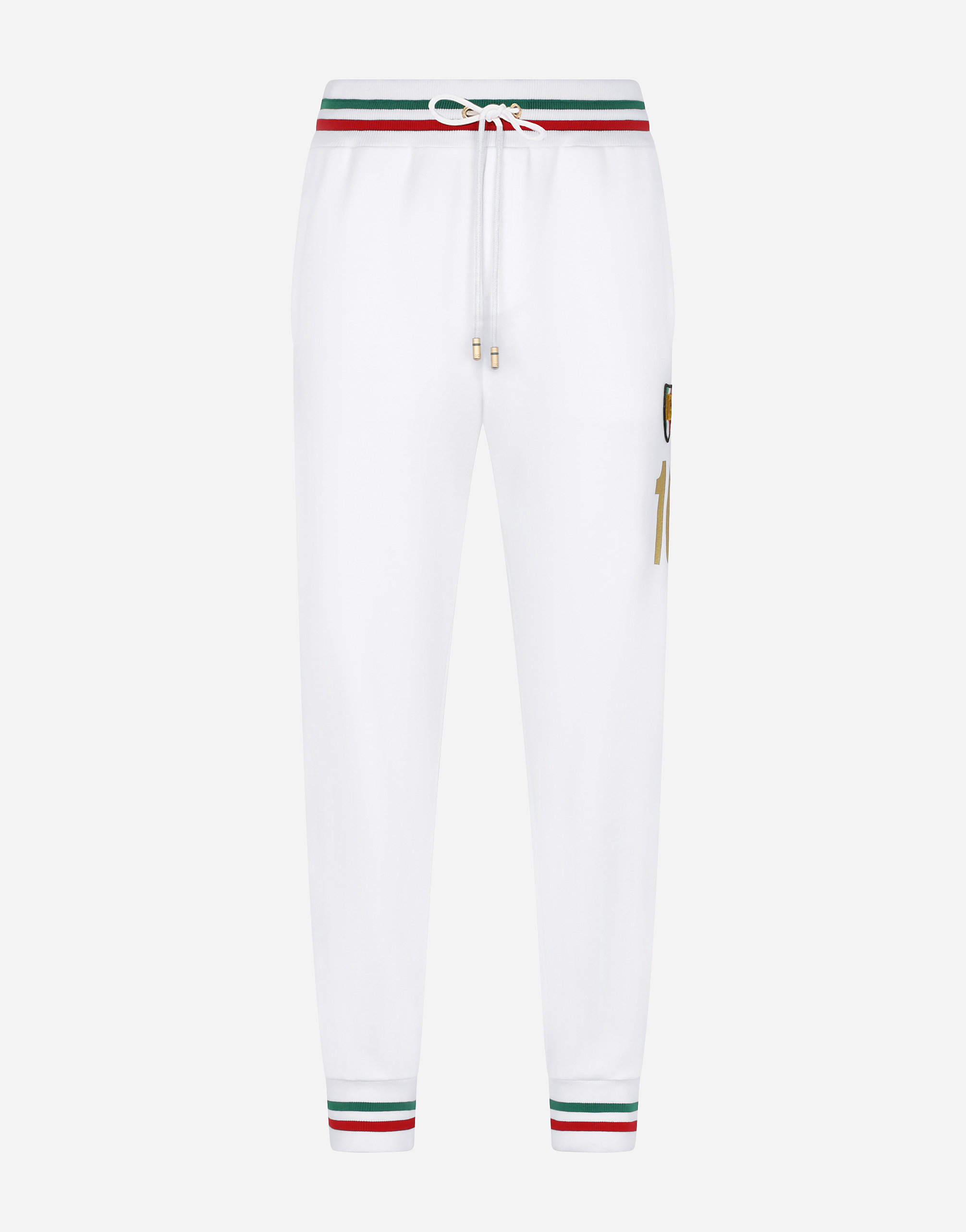 Jersey jogging pants with patch in White