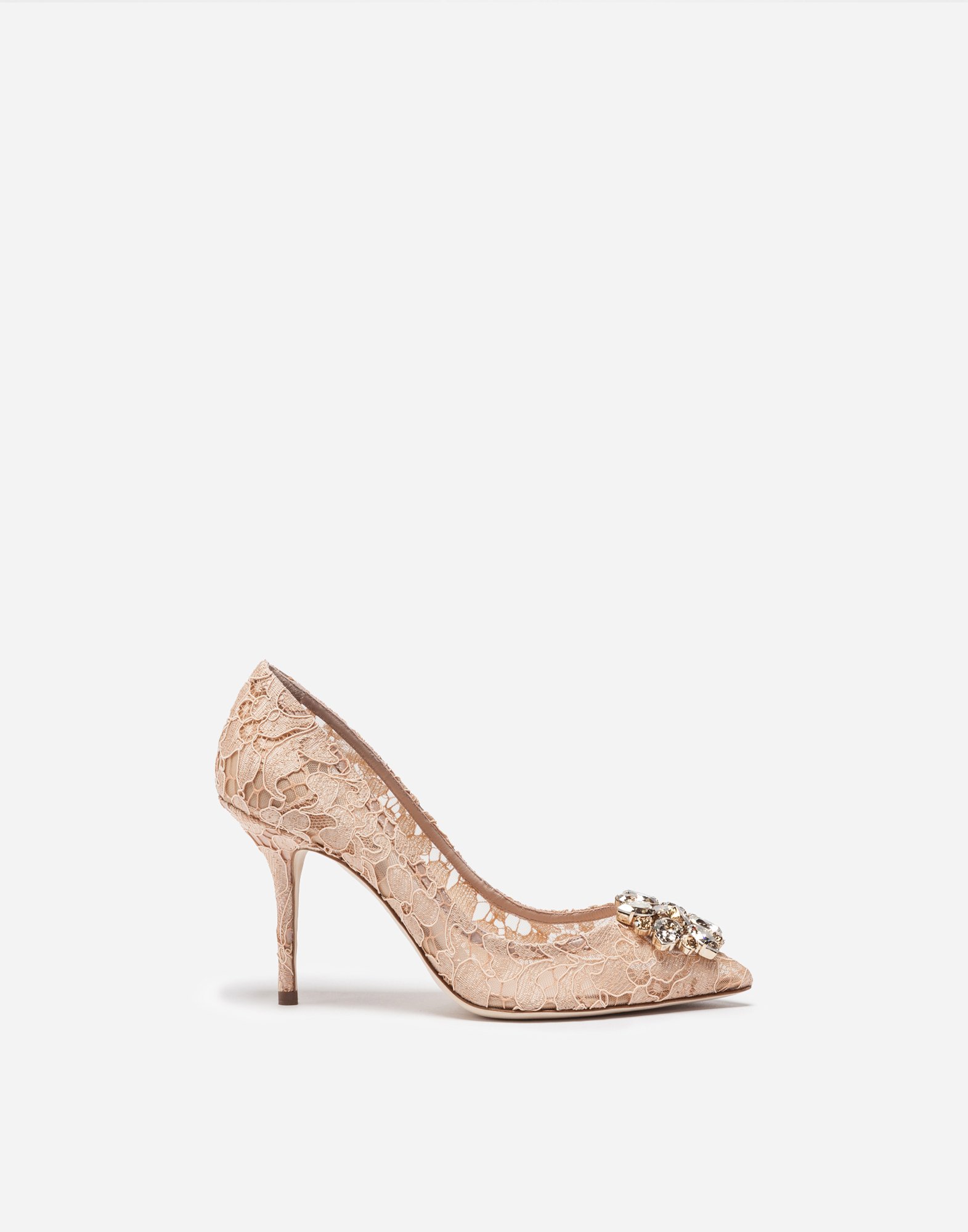 Pump in Taormina lace with crystals in Pink