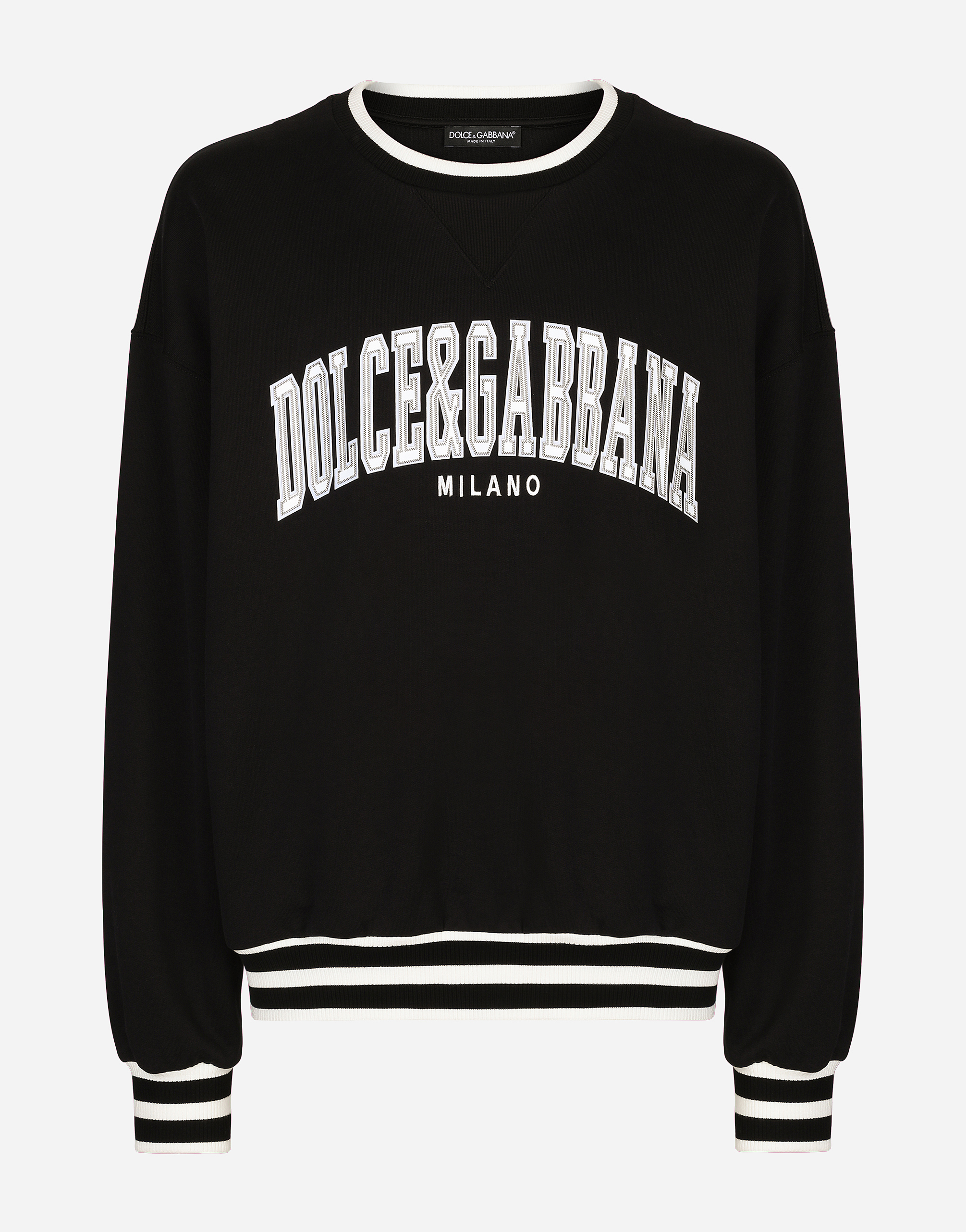 Jersey sweatshirt with embroidery and DG patch in Black