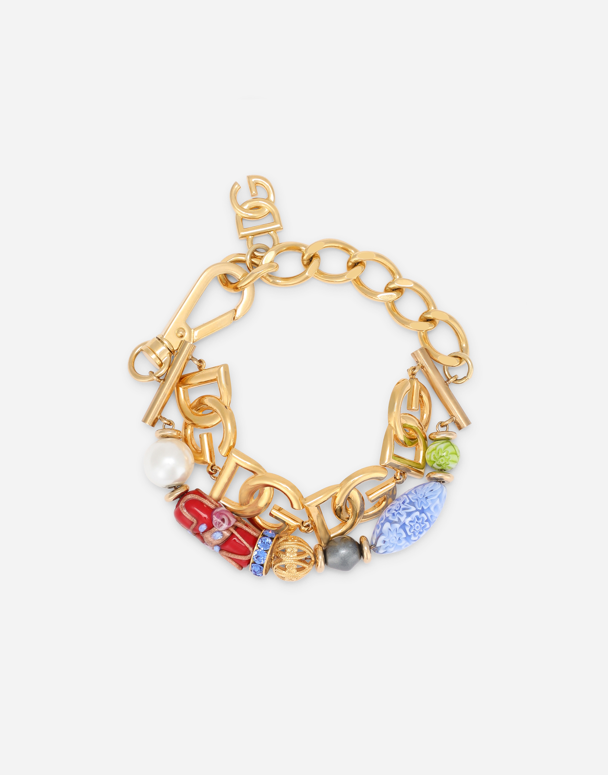 Link bracelet with DG multi-logo and murrine in Gold