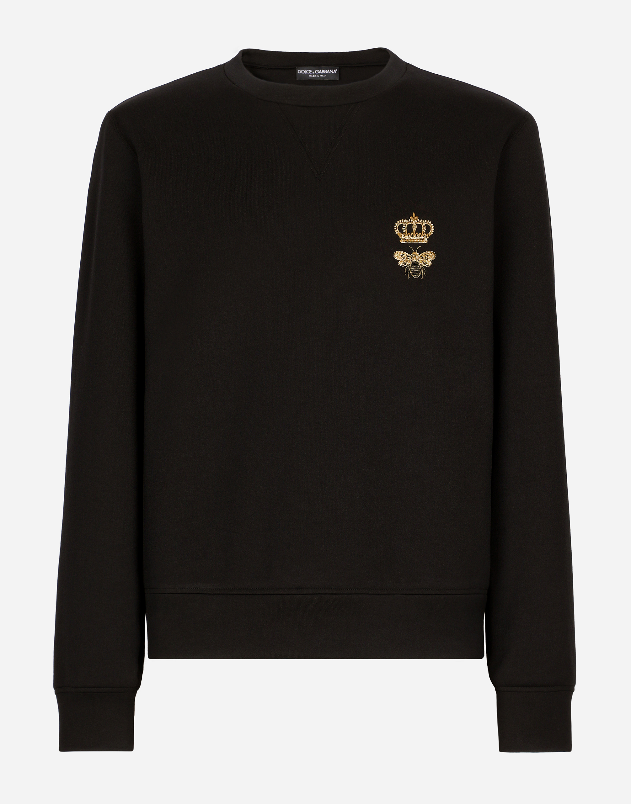 Cotton jersey sweatshirt with embroidery in Black