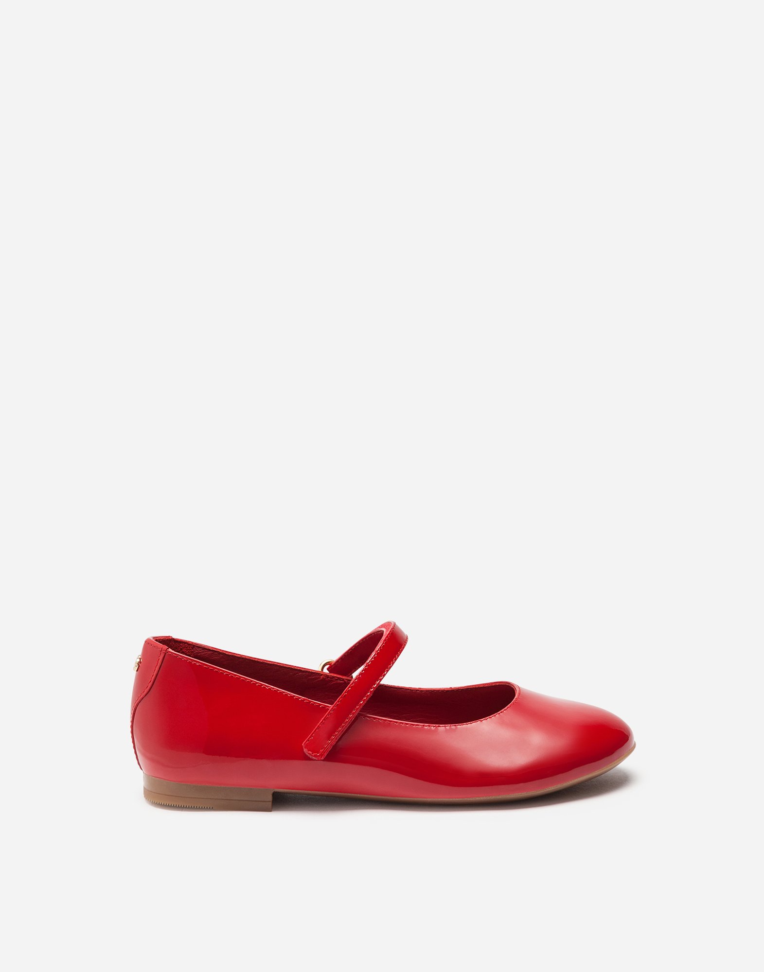 Patent leather mary jane ballet flats in Red