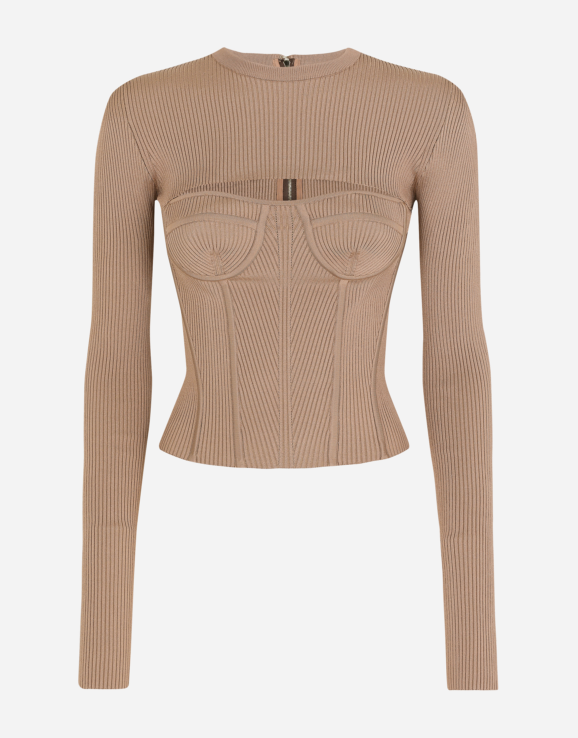 Viscose corset sweater with cut-out in Brown