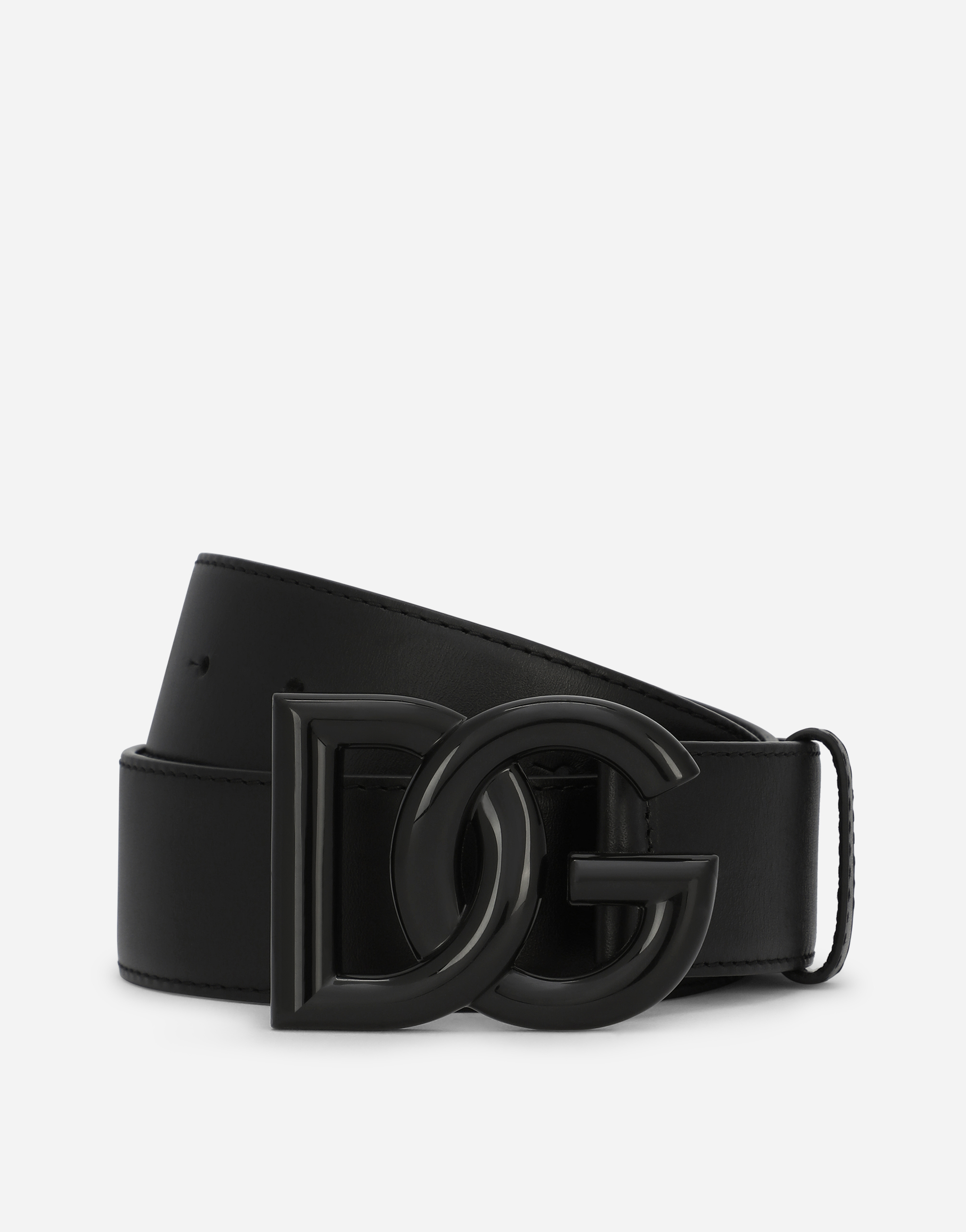 Leather DG logo belt in Black