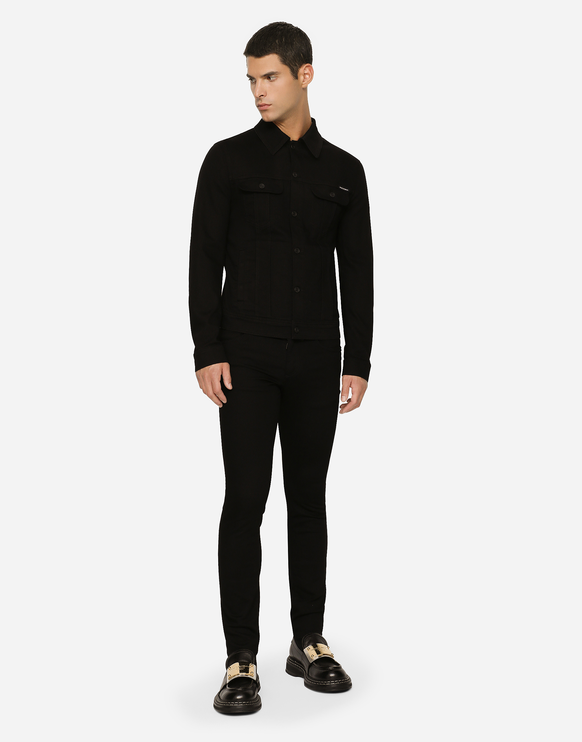 Black stretch denim jacket in Black