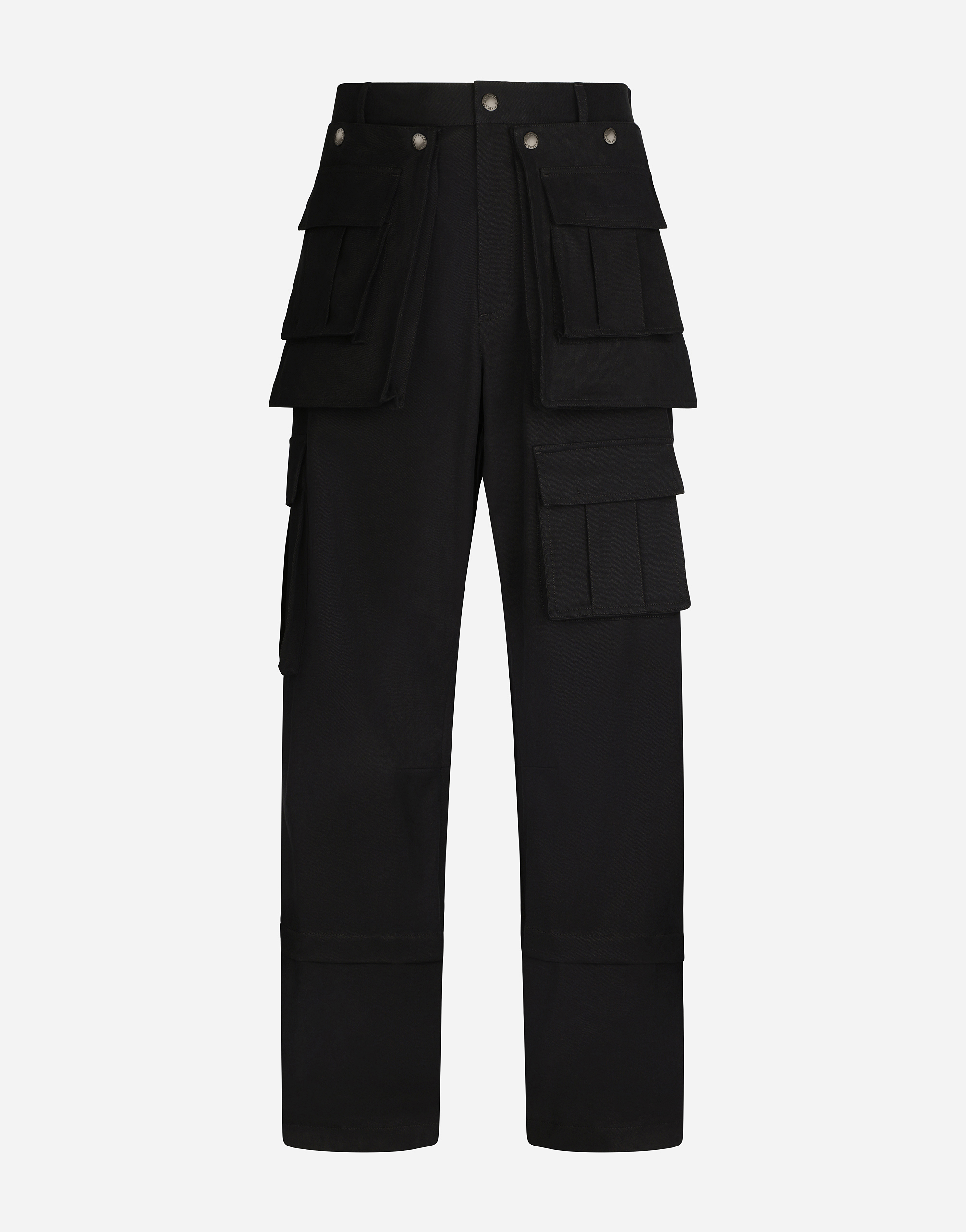 Stretch cotton cargo pants in Black