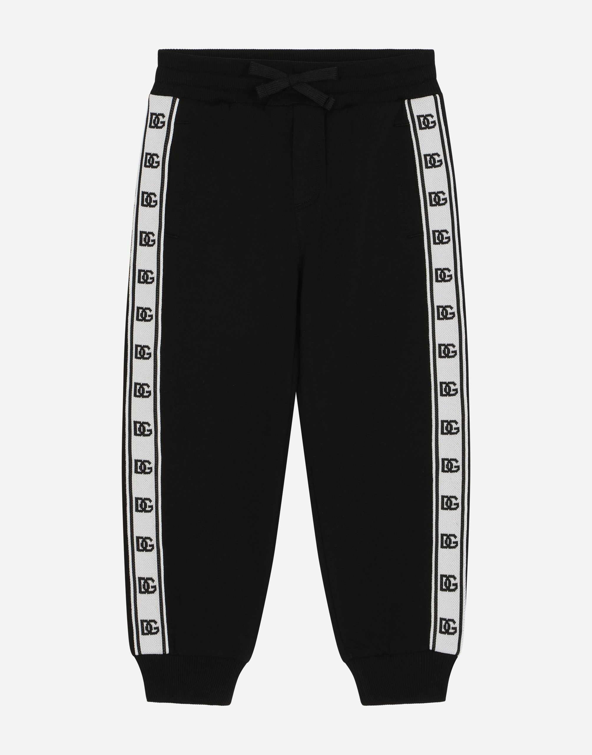 Jersey jogging pants with DG logo band in Black