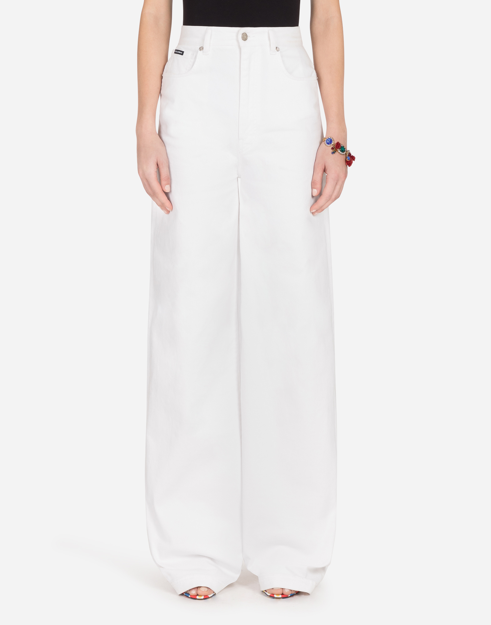 Dolce & Gabbana Flared Denim Pants In White