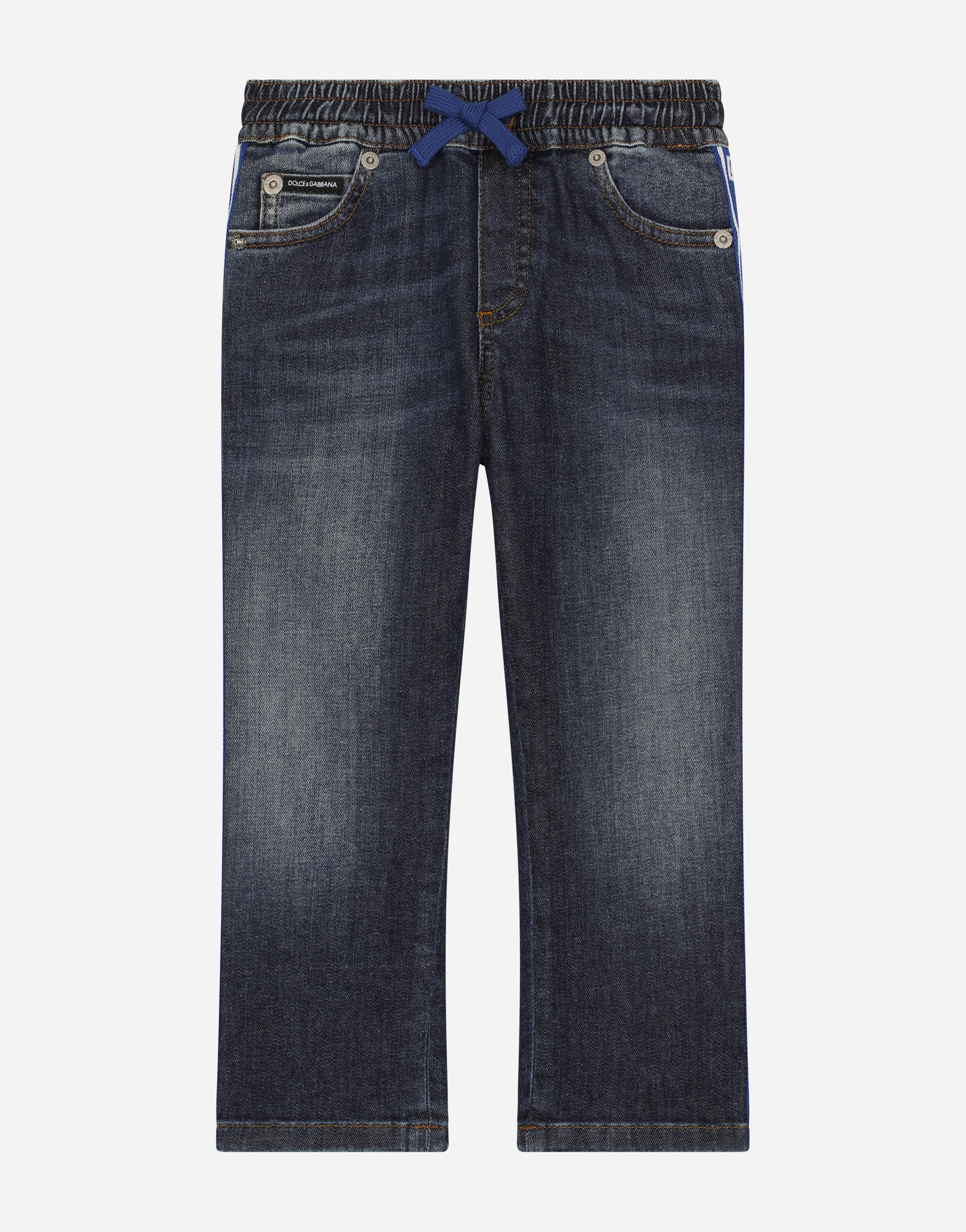 Regular-fit blue wash jeans with DG-logo band in Multicolor
