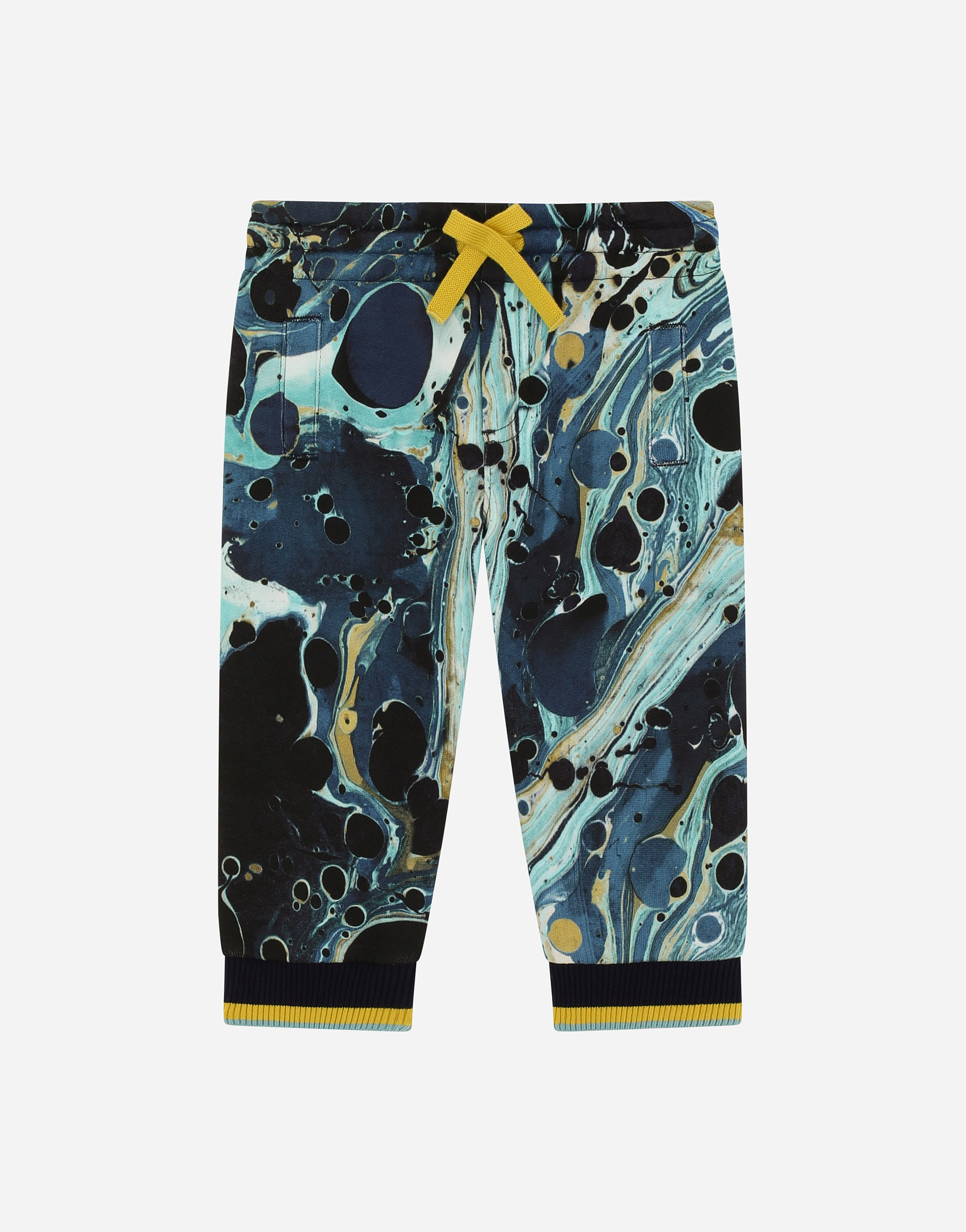 Jersey jogging pants with marbled print in Multicolor