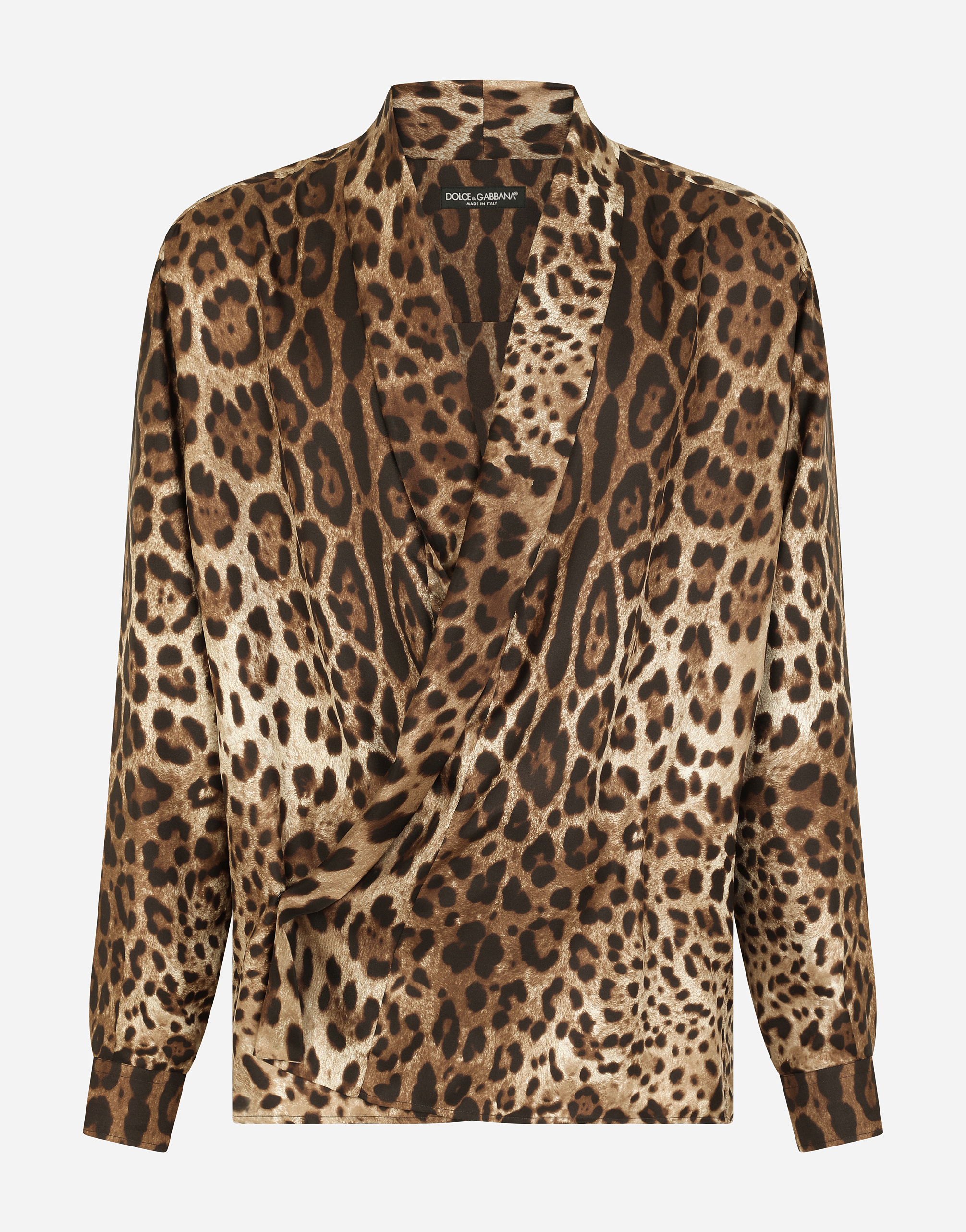 Oversize silk shirt with leopard print in Animal Print