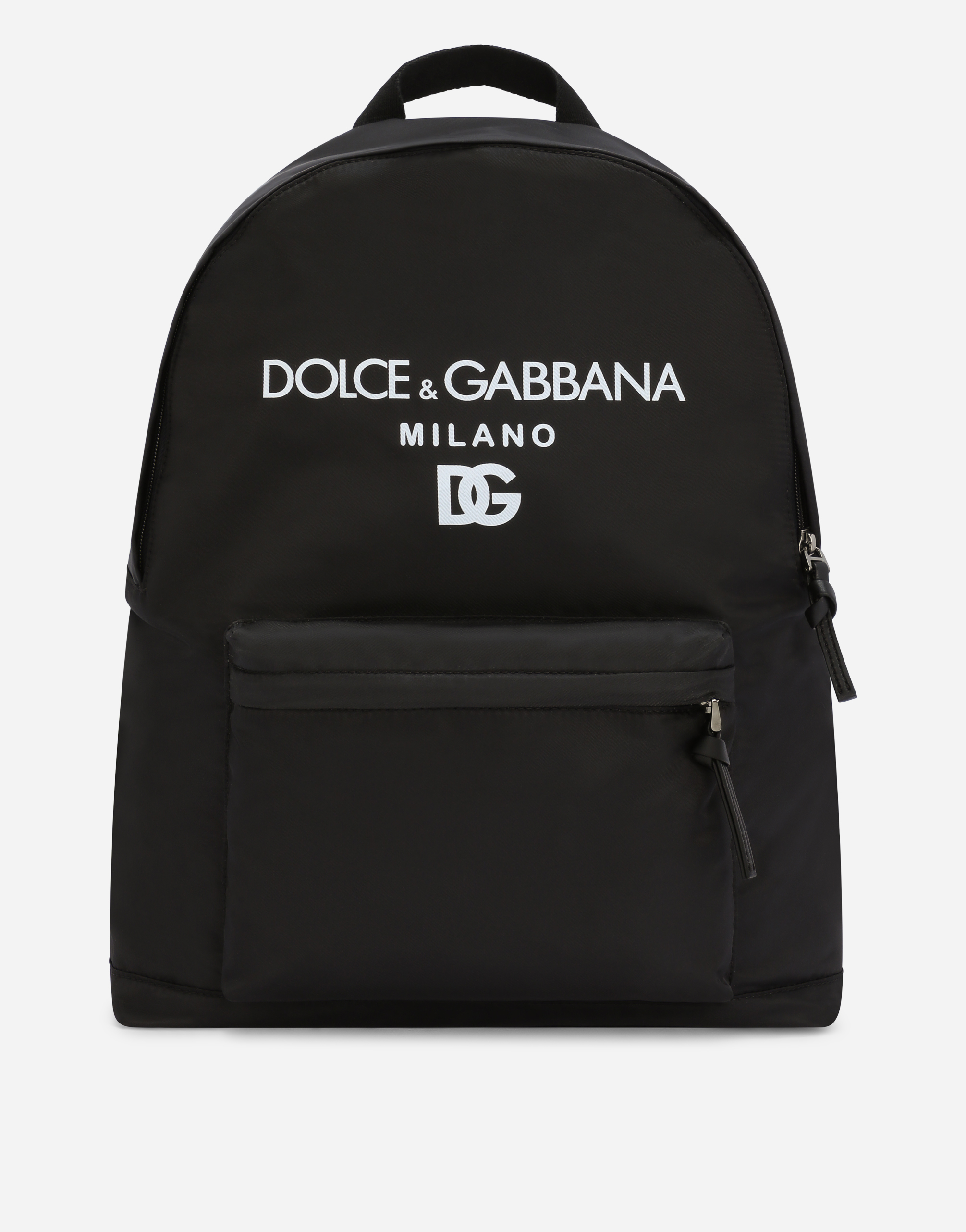 Nylon backpack with Dolce&Gabbana Milano print in Black