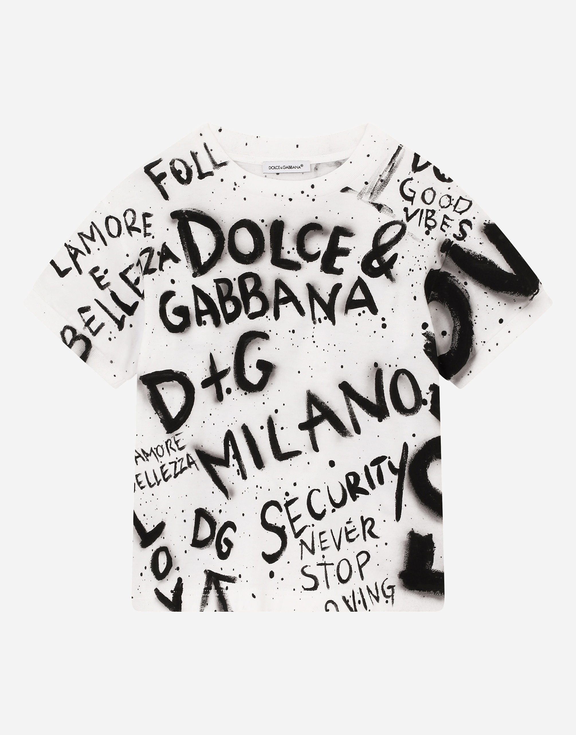 mask director Make clear Jersey T-shirt with graffiti print in White for Boys 2-12 Years |  Dolce&Gabbana®