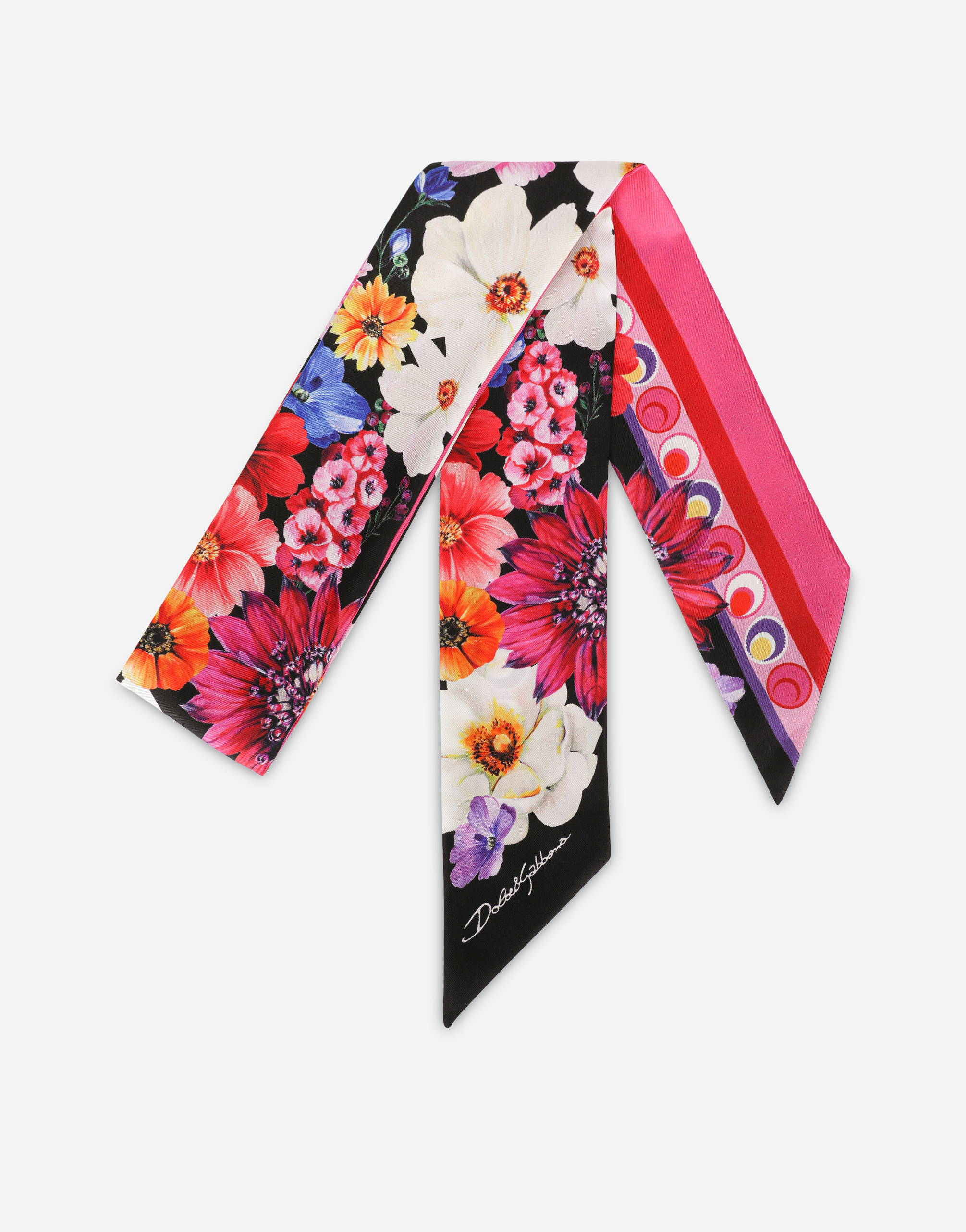 Garden-print twill headscarf in Multicolor