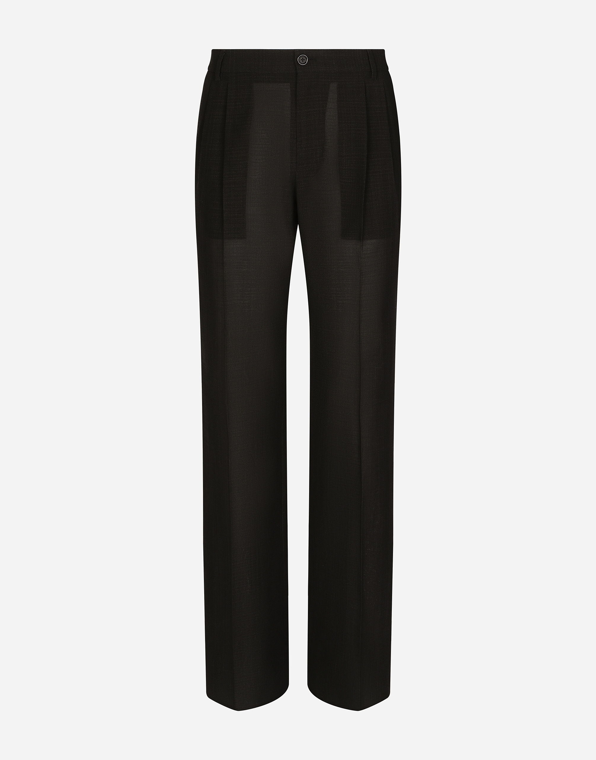 Tailored straight-leg pants in technical cotton in Grey