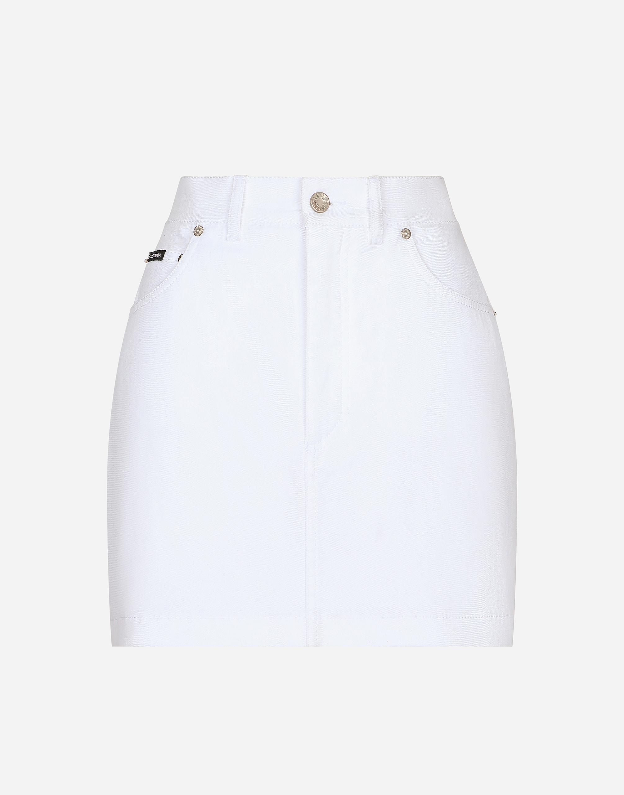 Denim mini skirt in White