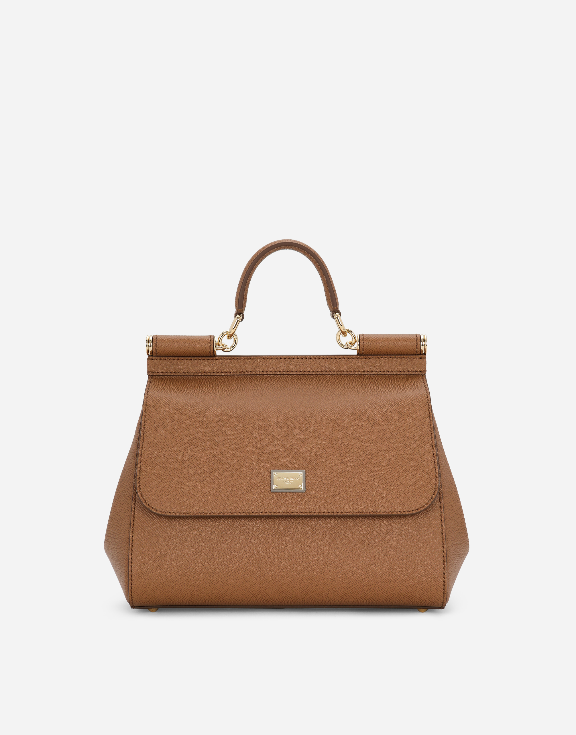 Medium Sicily handbag in dauphine leather  in Brown