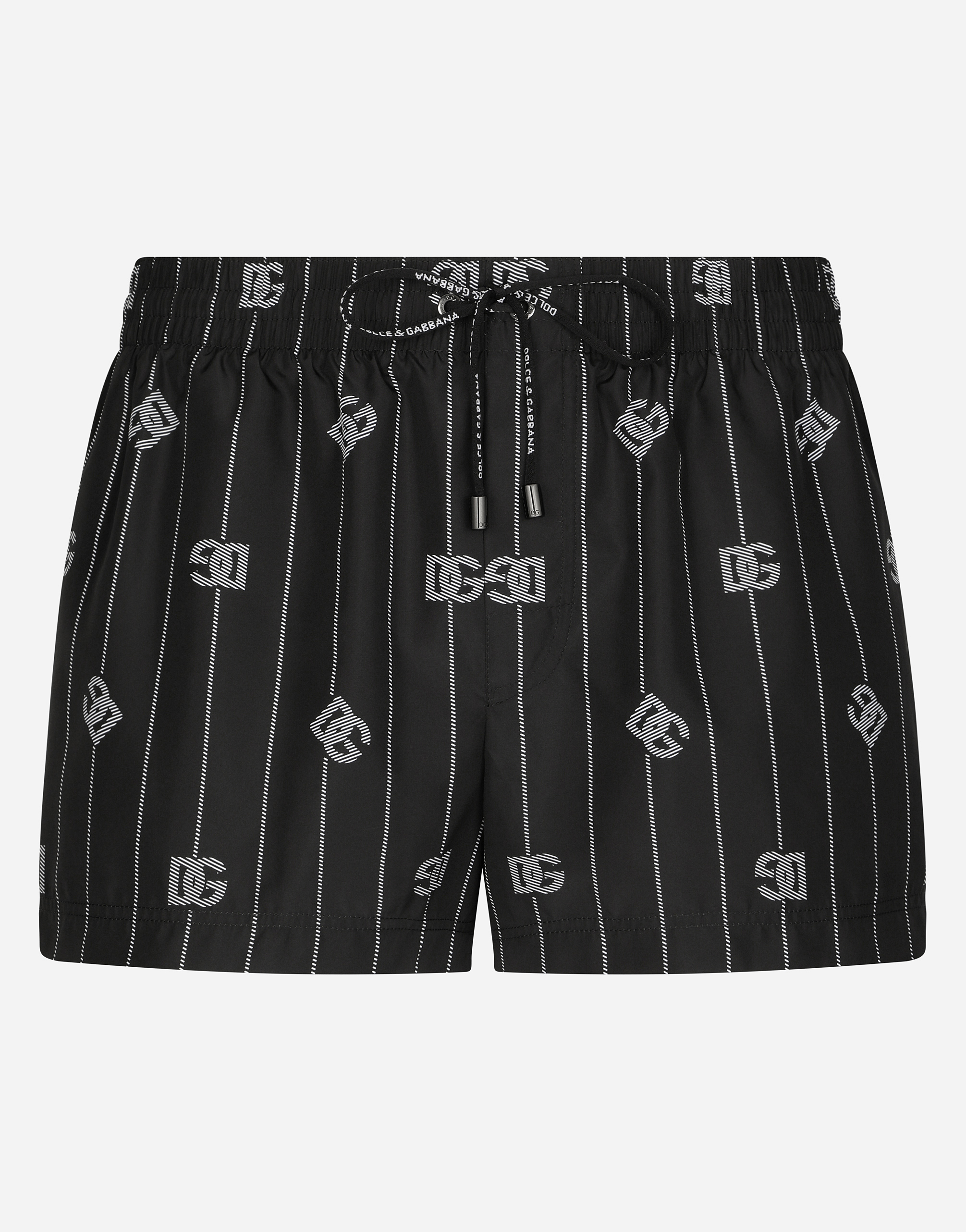 Short swim trunks with DG Monogram print in Black